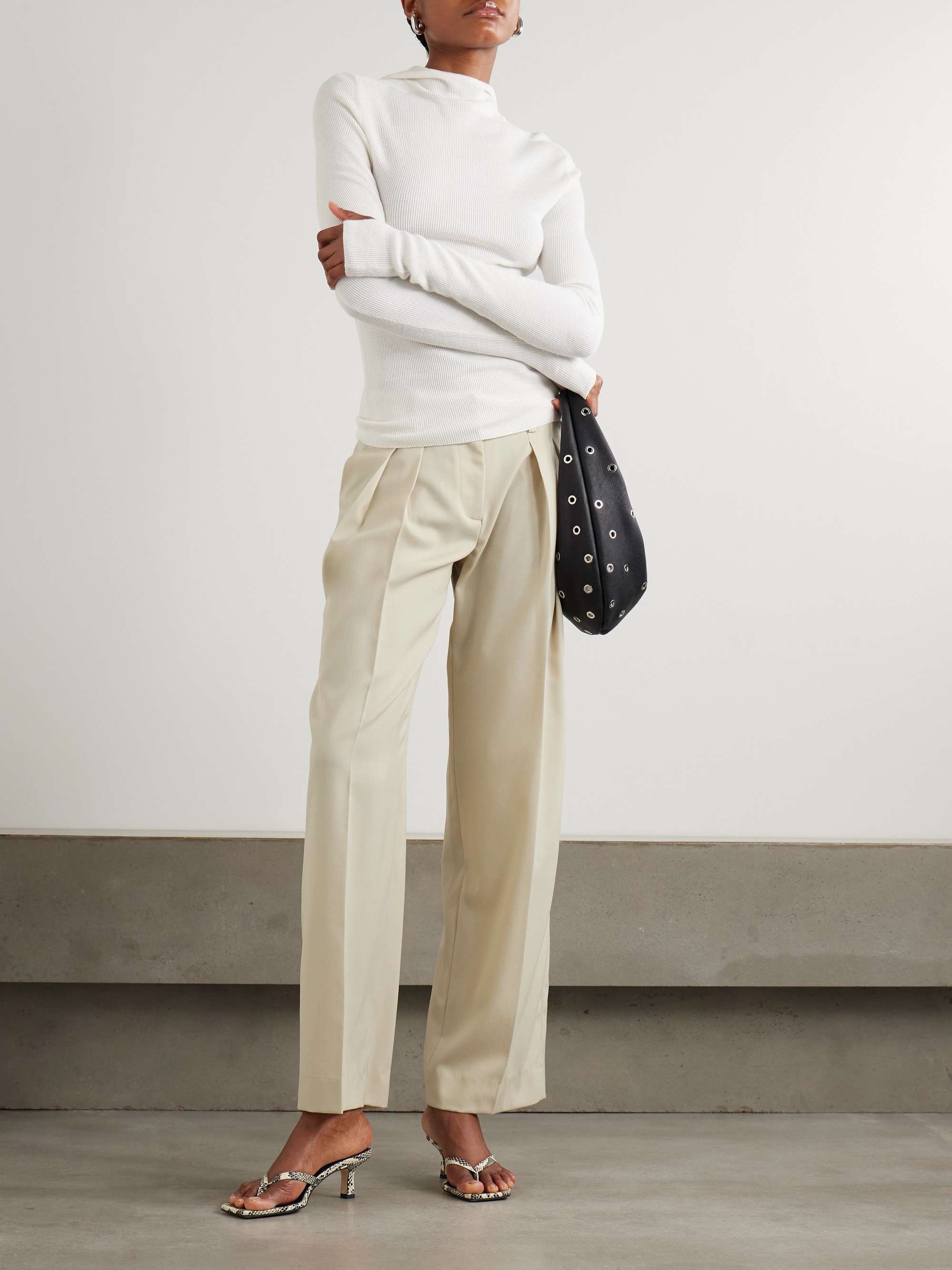 Daytona pleated grain de poudre wide-leg pants view