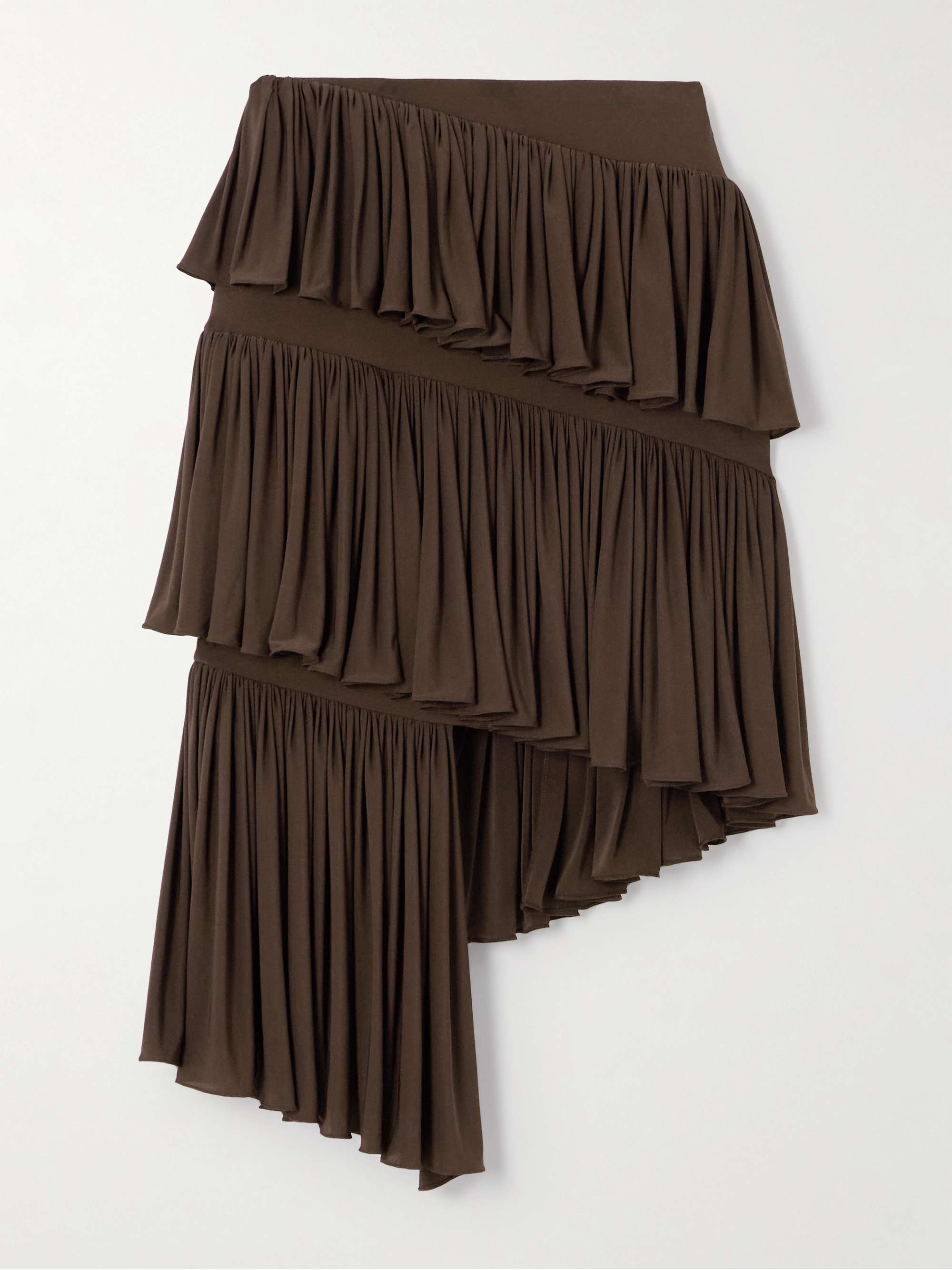 Tiered asymmetric jersey mini skirt view