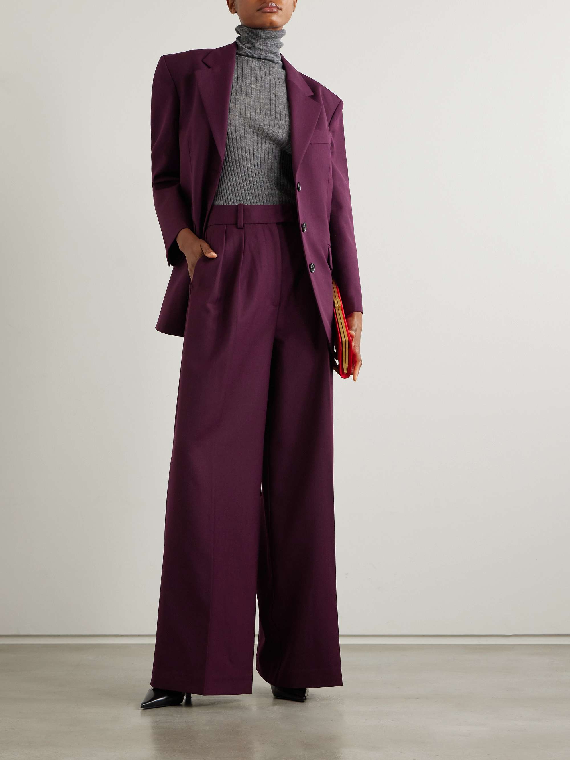 Lou pleated woven wide-leg pants view