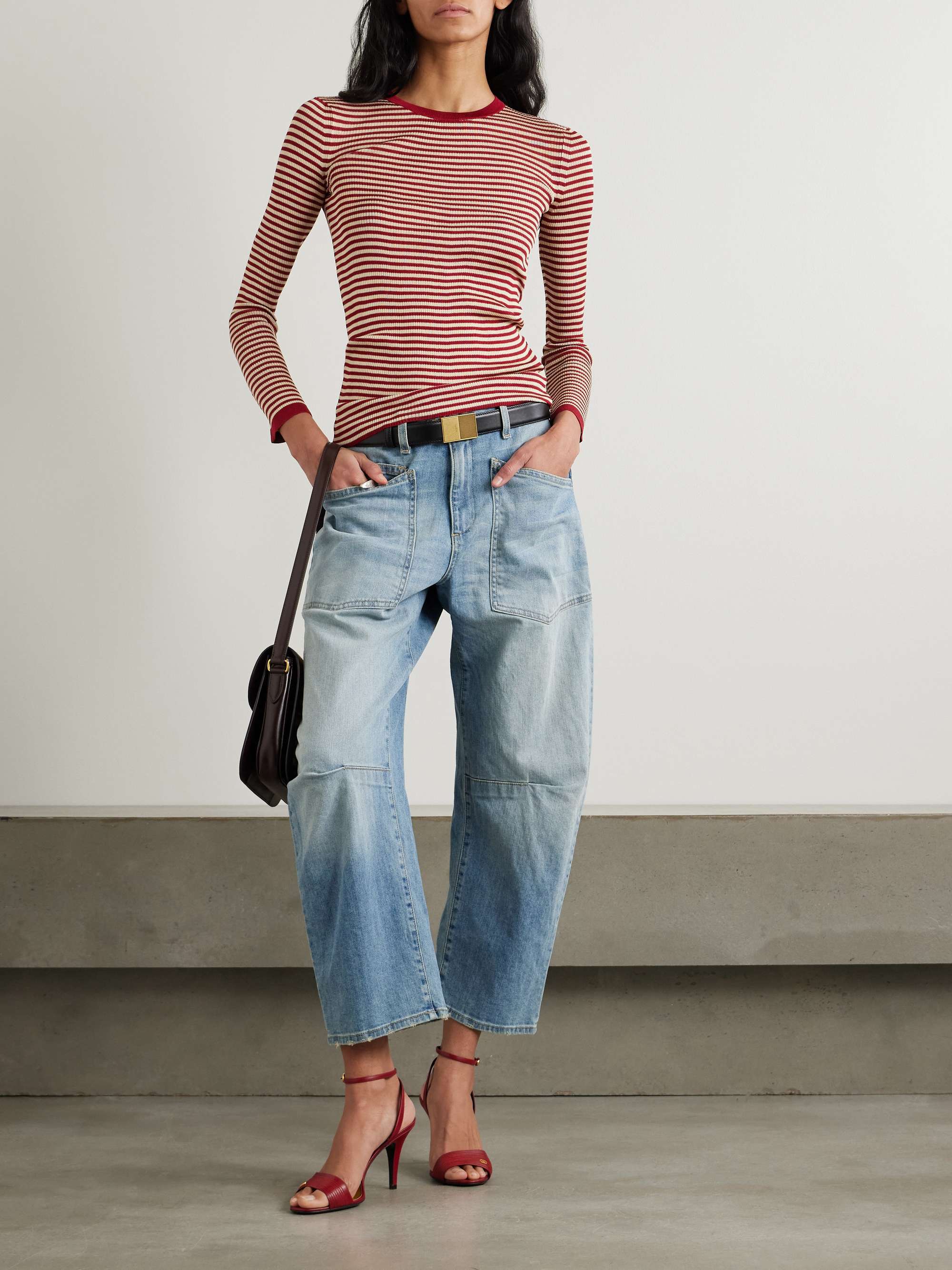 Ribbed striped silk sweater view