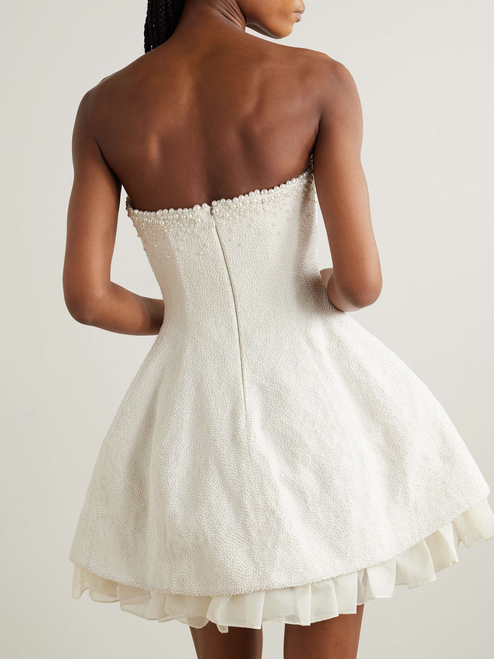 Olympia strapless faux pearl-embellished stretch-tulle mini dress view