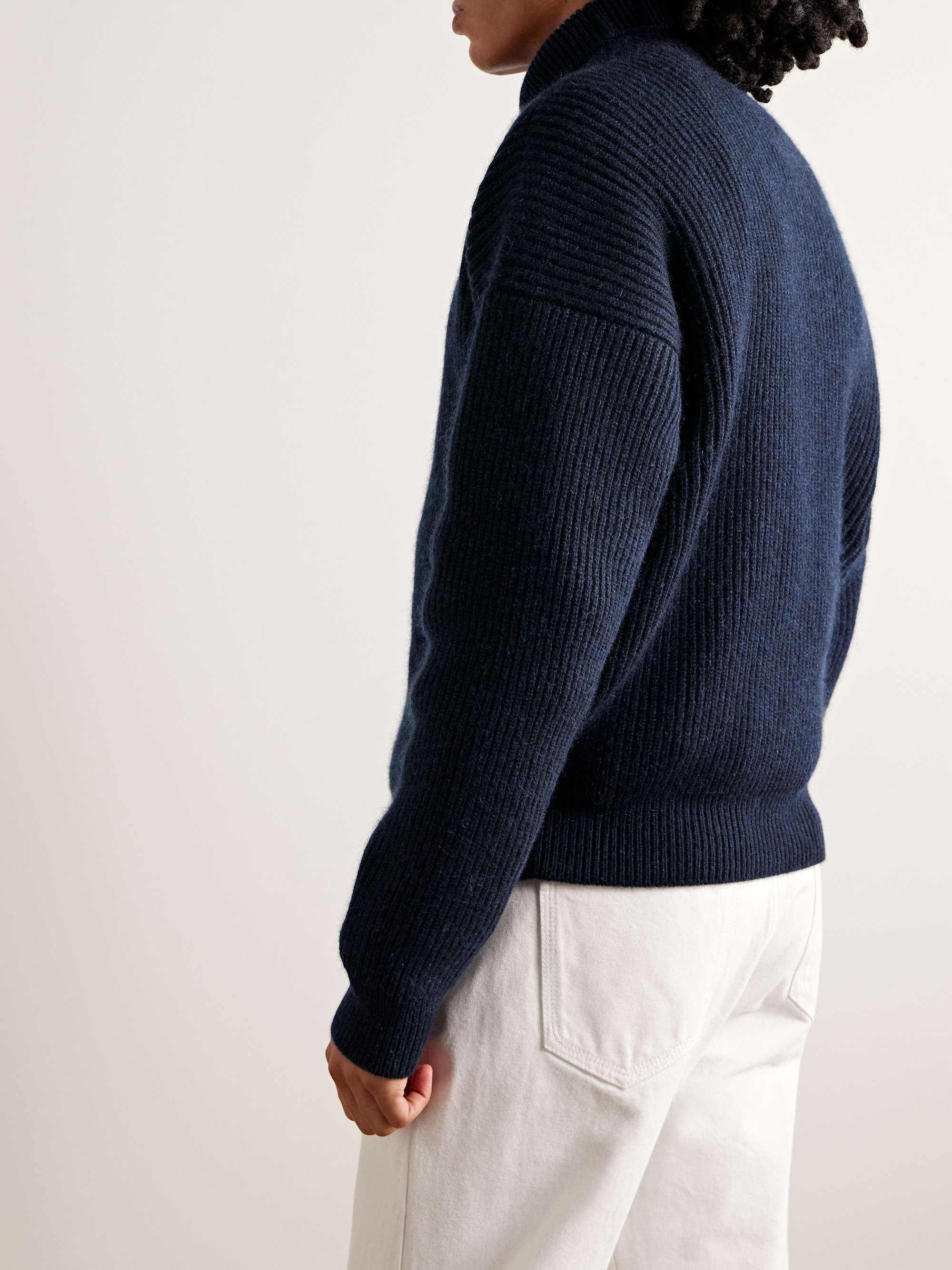 Ribbed Cashmere and Mohair-Blend Rollneck Sweater view