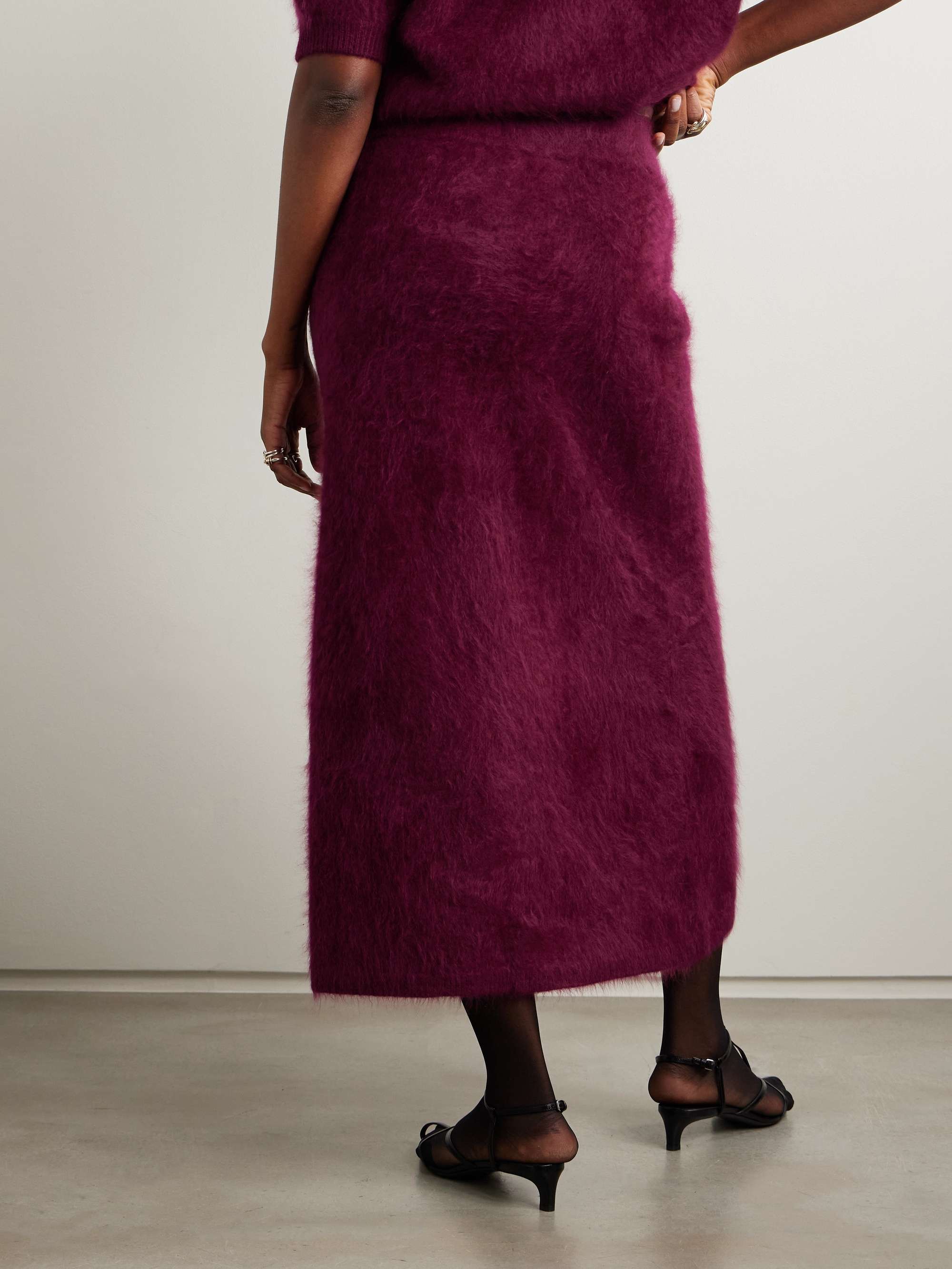 Asta brushed-cashmere midi skirt view