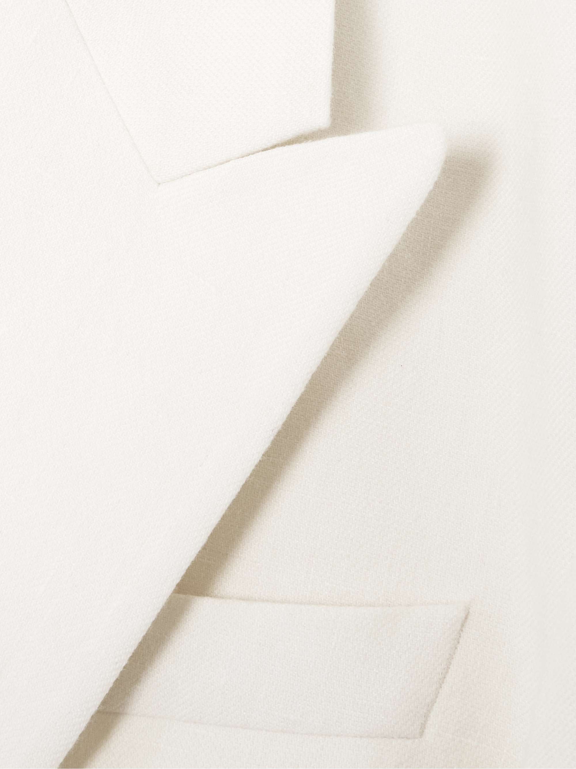 Oversized double-breasted linen, wool, silk and cashmere-blend blazer view
