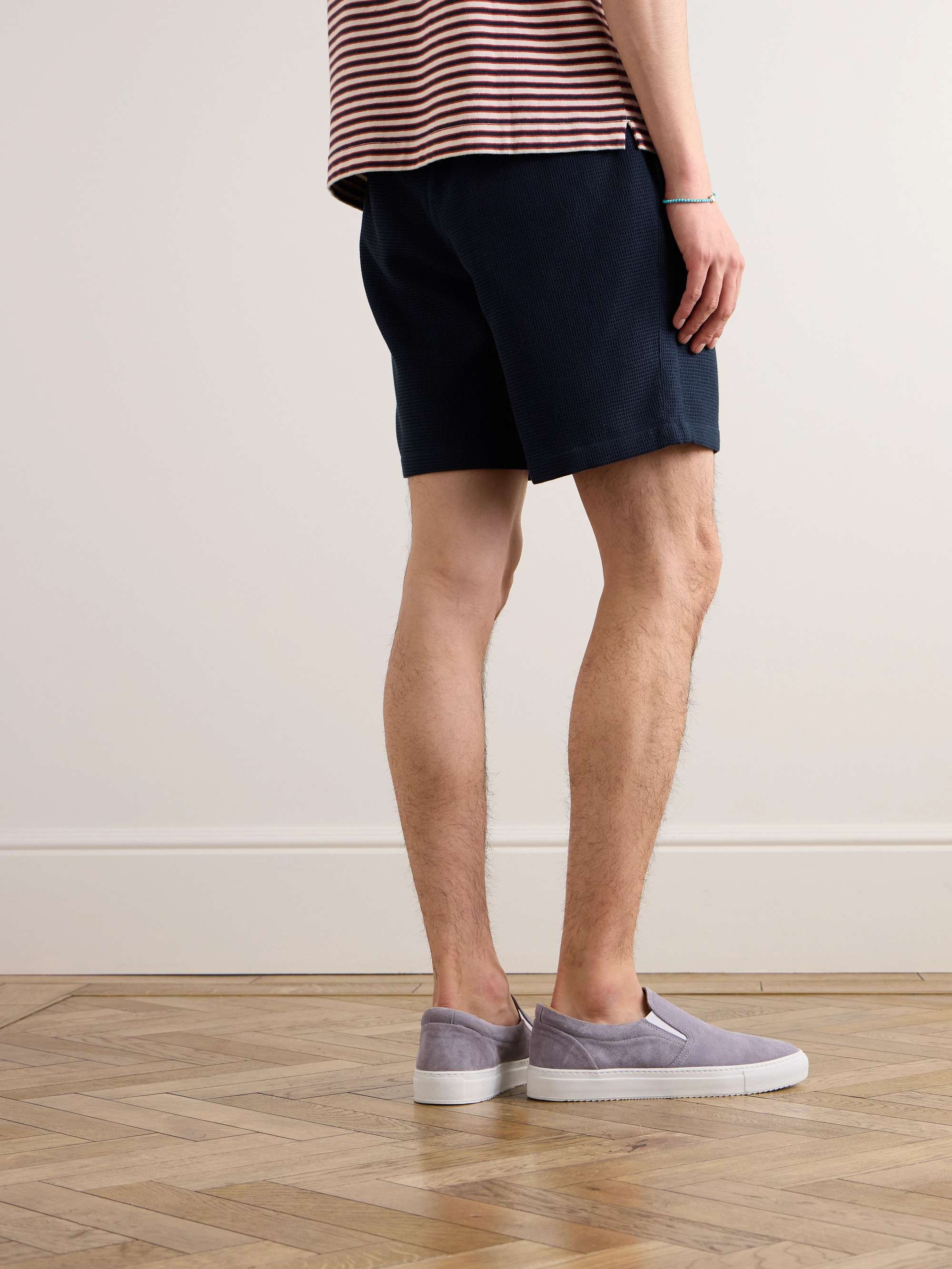 Straight-Leg Waffle-Knit Organic Cotton Drawstring Shorts view