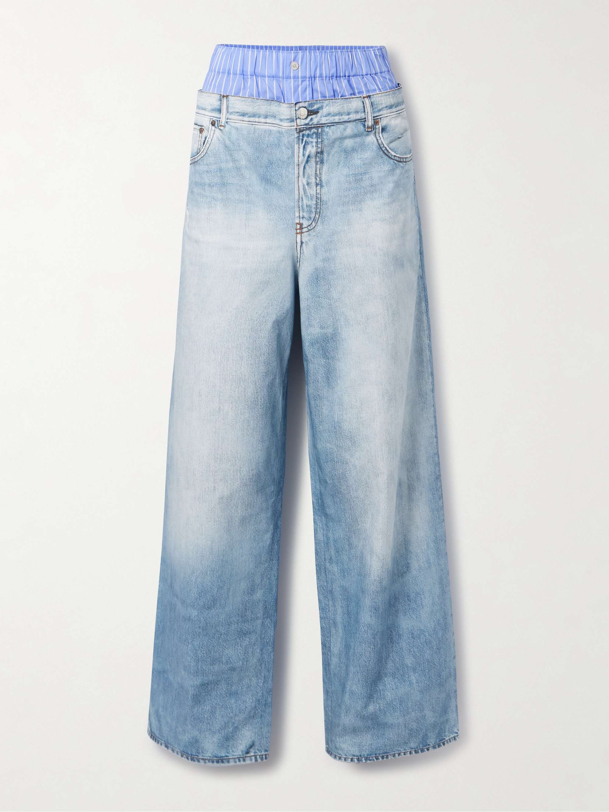 Trompe l'oeil printed cotton-poplin wide-leg pants view