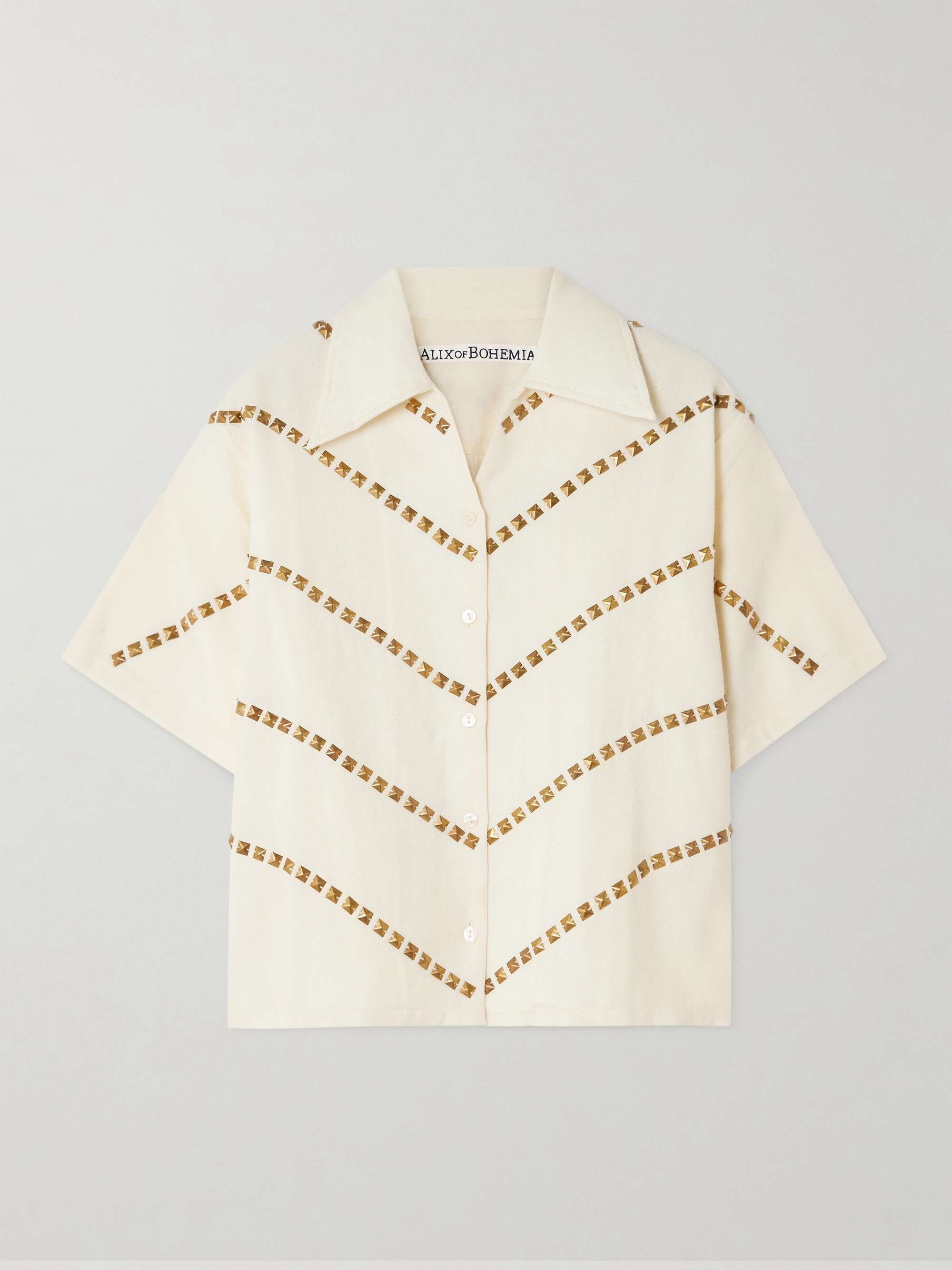 Stevie studded wool-twill shirt view