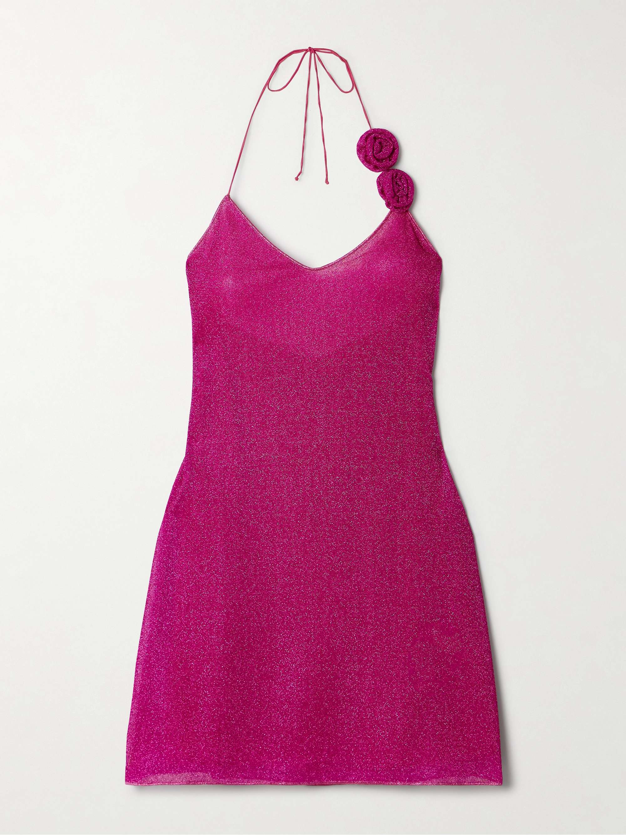 Lumière appliquéd metallic stretch-knit halterneck mini dress view