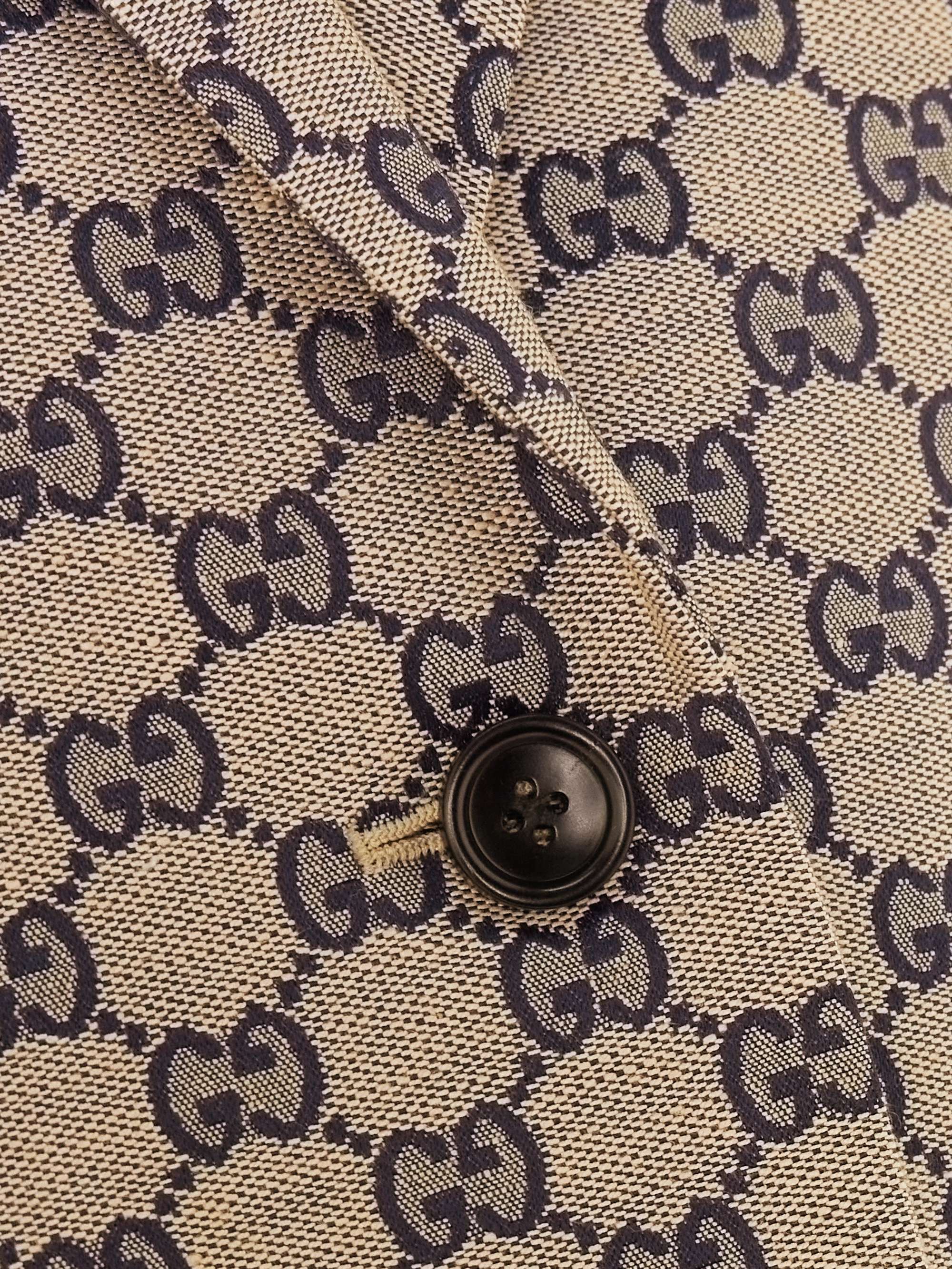 Linen-blend canvas-jacquard blazer view