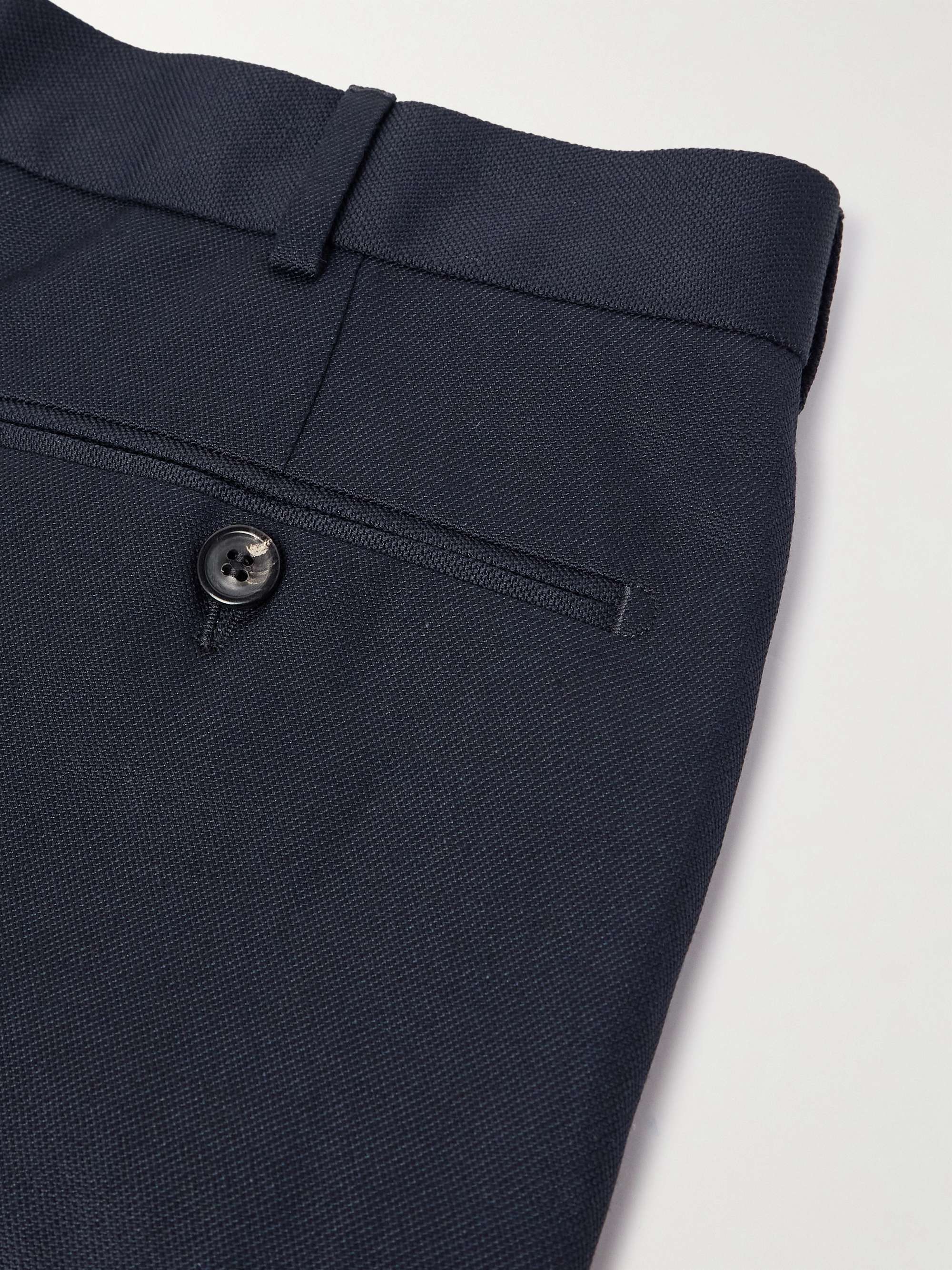 Straight-Leg Wool and Linen-Blend Trousers view