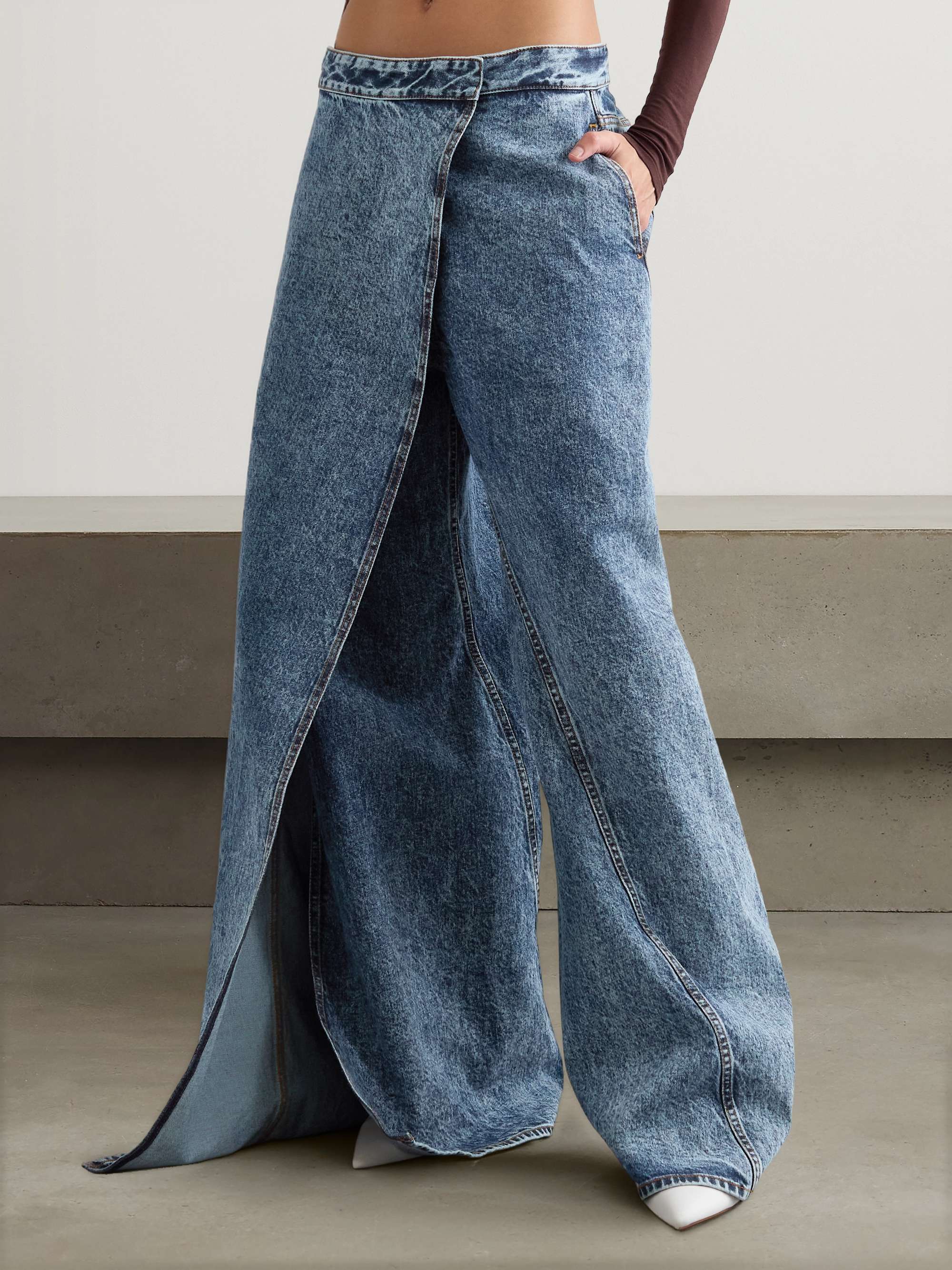 Asymmetric wide-leg jeans view