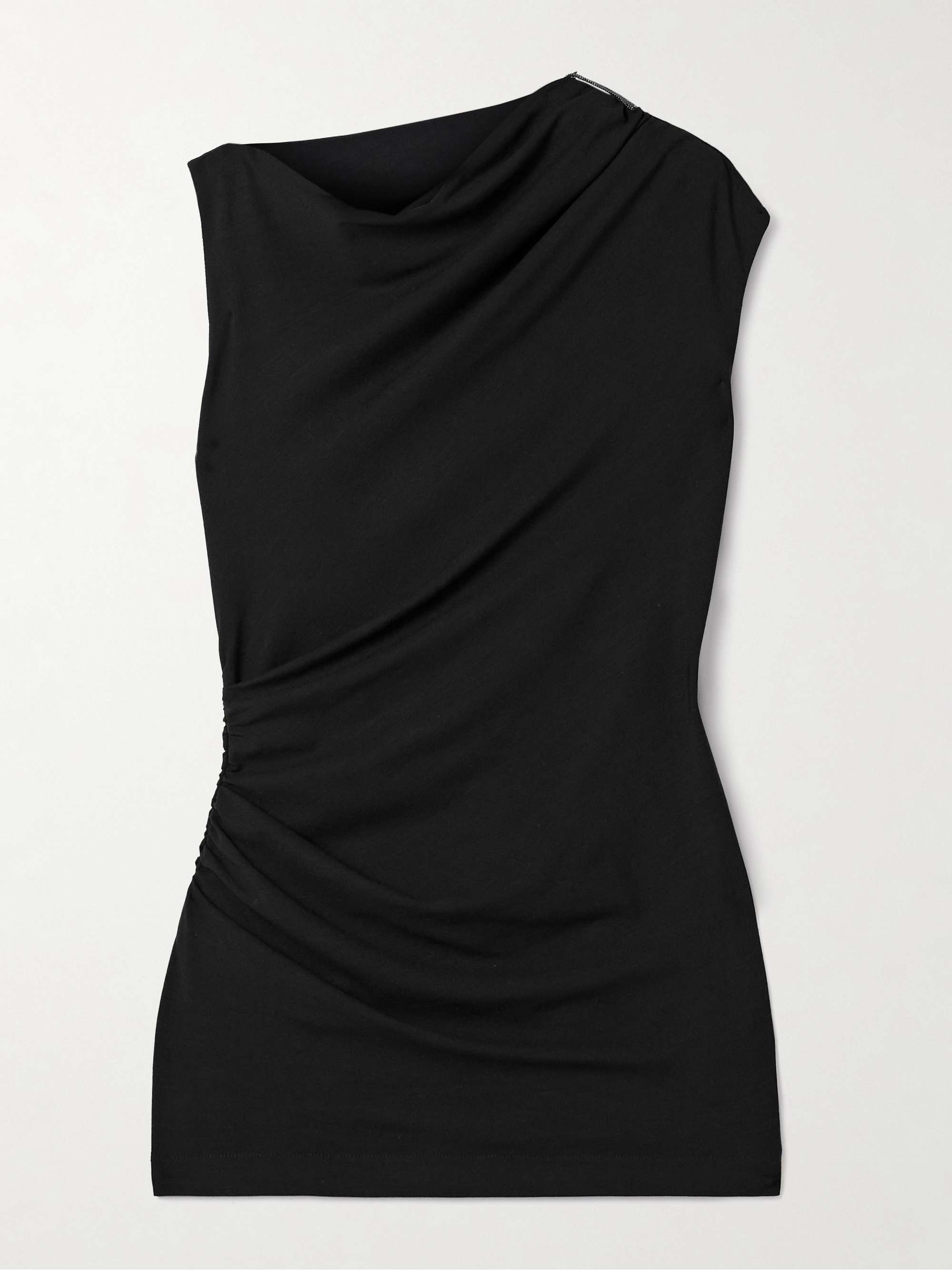 Bead-embellished ruched stretch-jersey top view