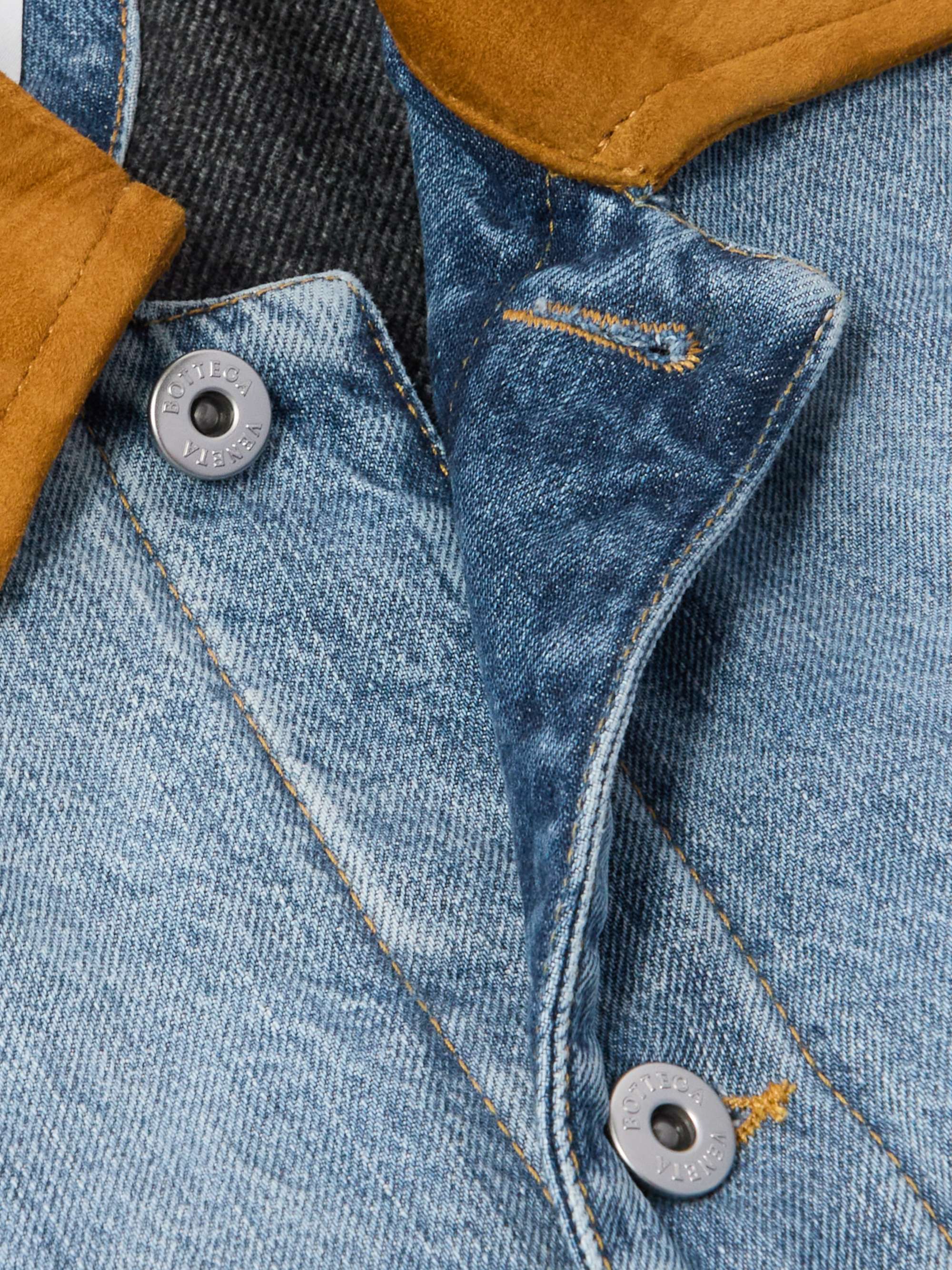 Logo-Appliquéd Suede-Trimmed Denim Jacket view