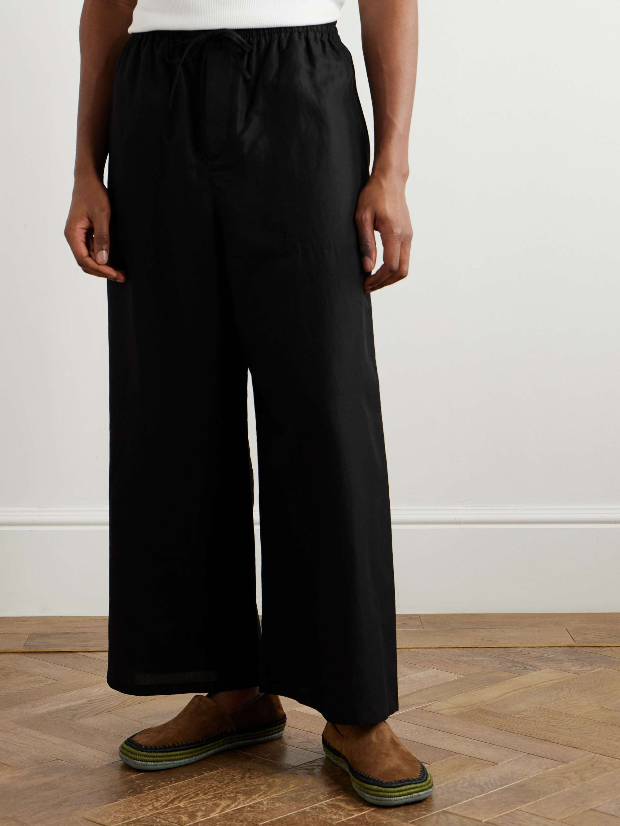 + Paula's Ibiza Wide-Leg Cropped Woven Drawstring Trousers view