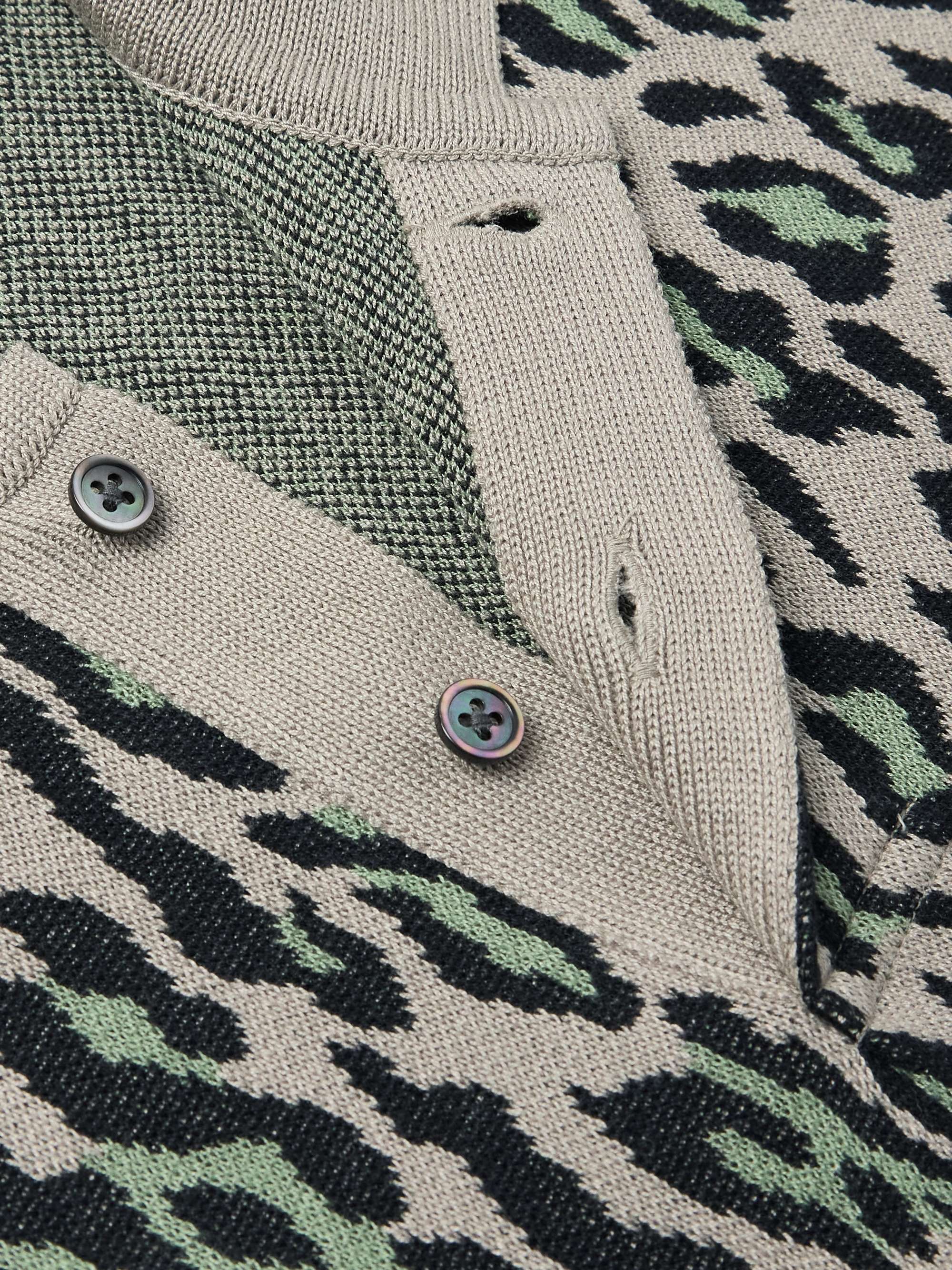 Logo-Embroidered Leopard Cotton-Jacquard Polo Shirt view