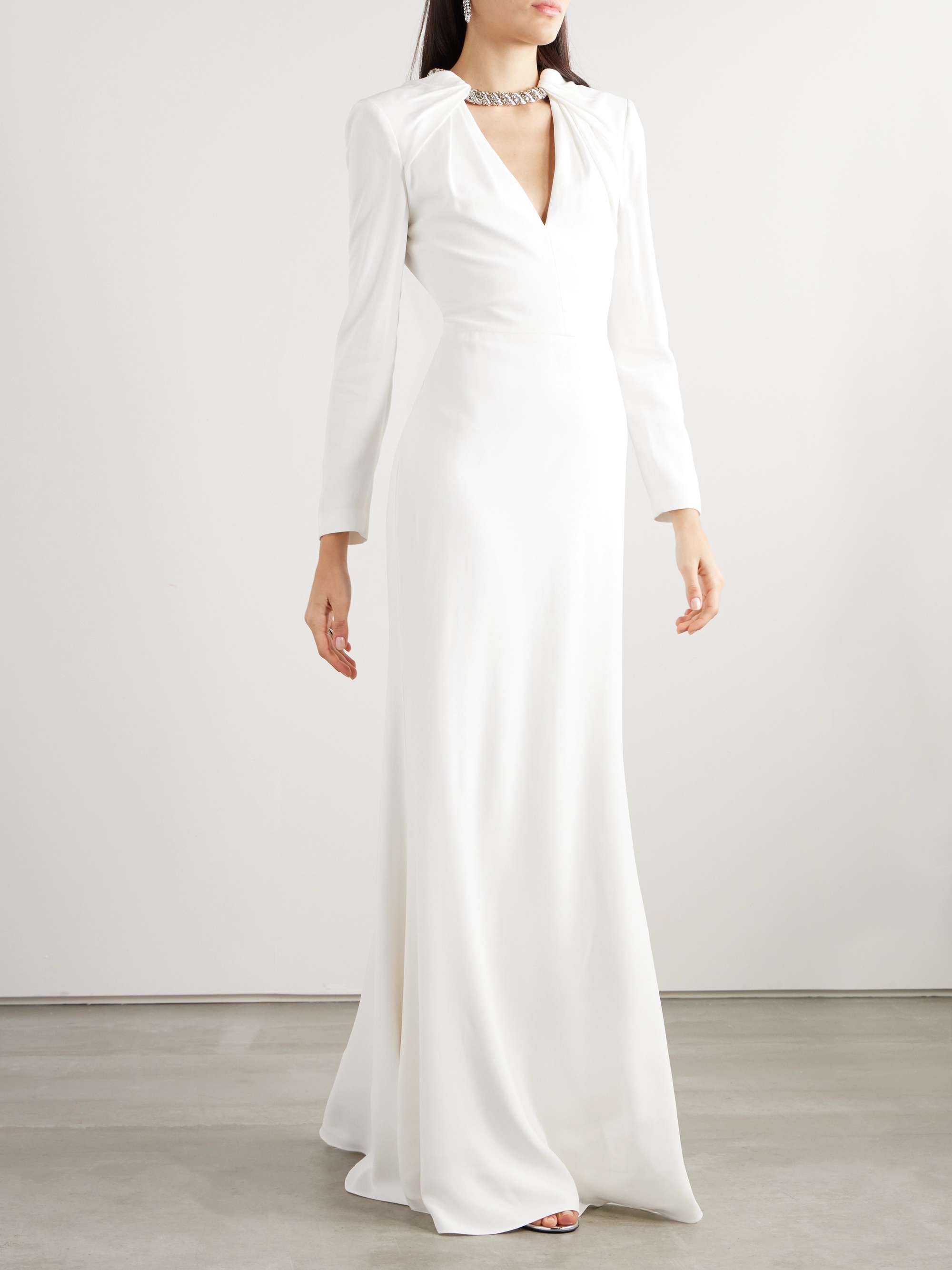Embellished crepe gown view