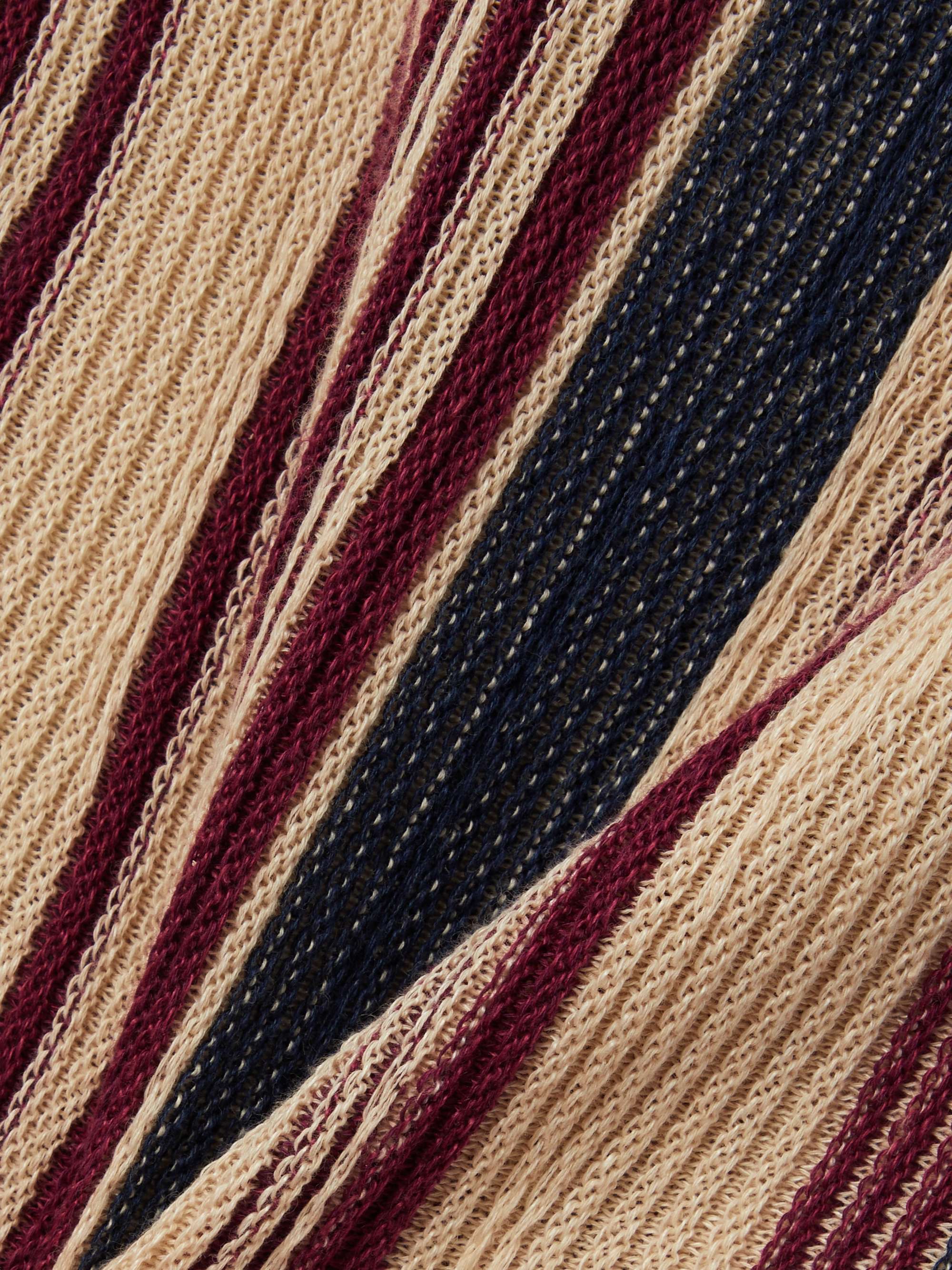 Striped ribbed linen and cotton-blend midi skirt view