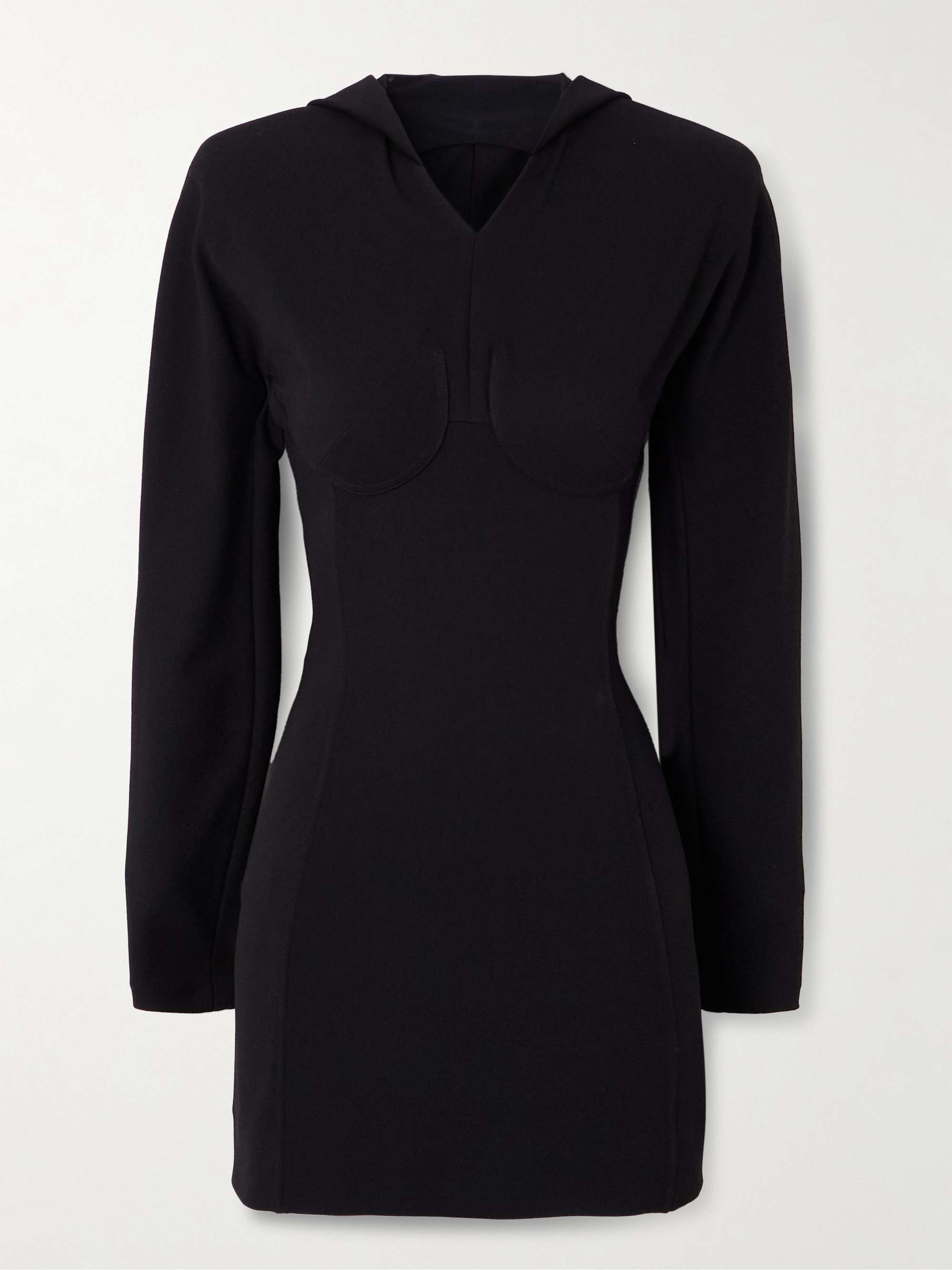 Open-back hooded paneled crepe-jersey mini dress view