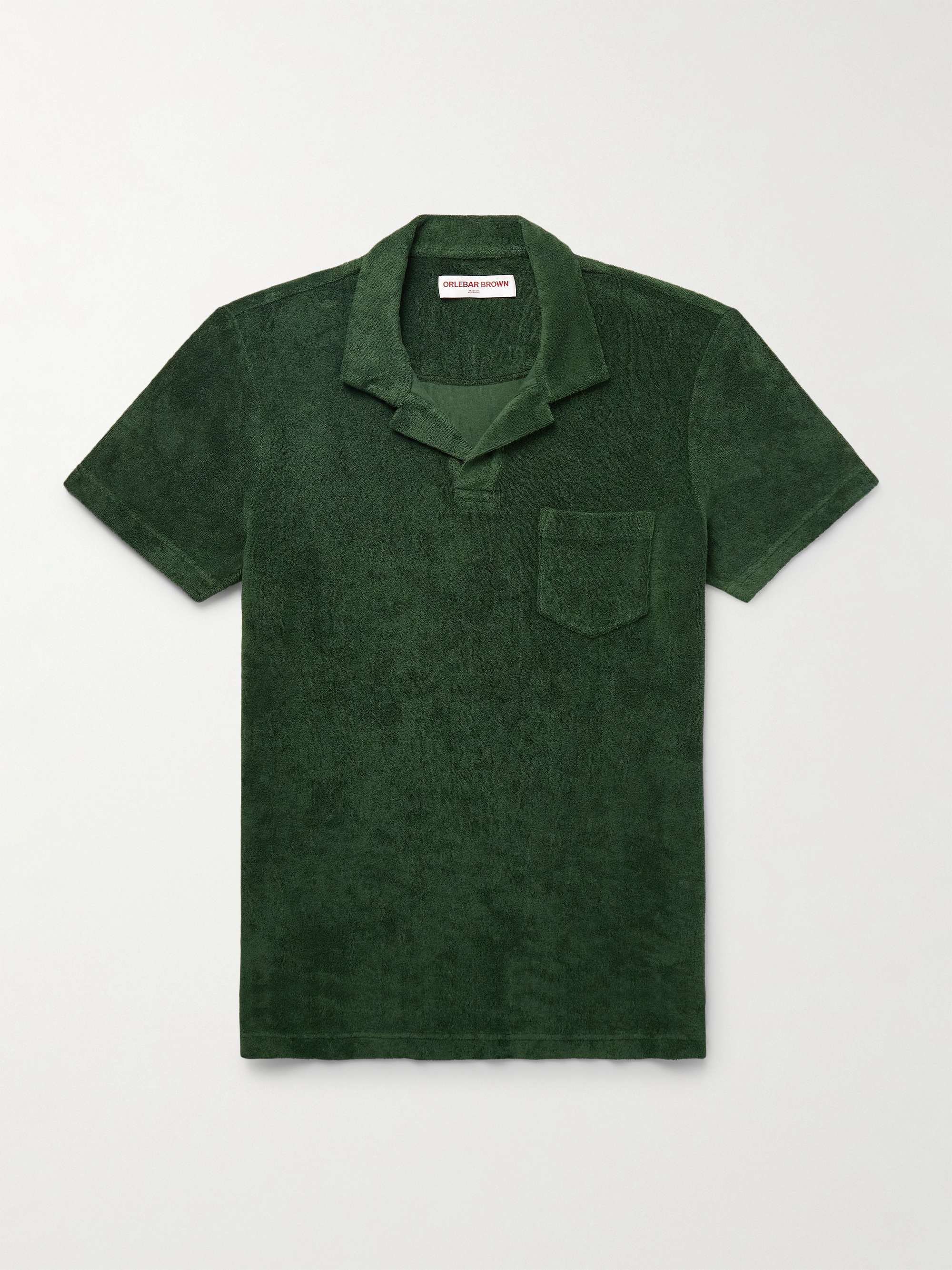 Camp-Collar Cotton-Terry Polo Shirt view