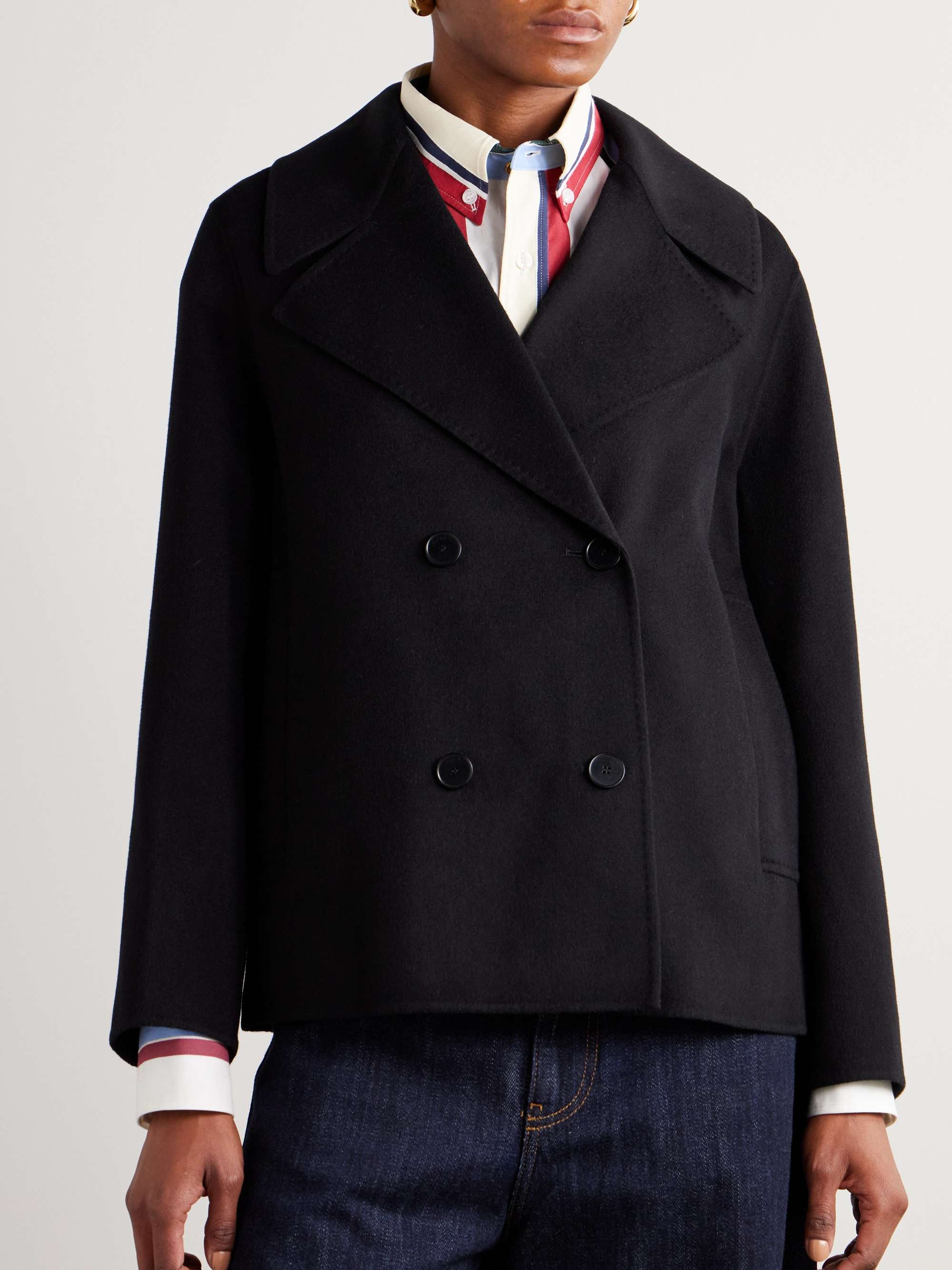 Gilkes double-breasted wool and silk-blend felt coat view