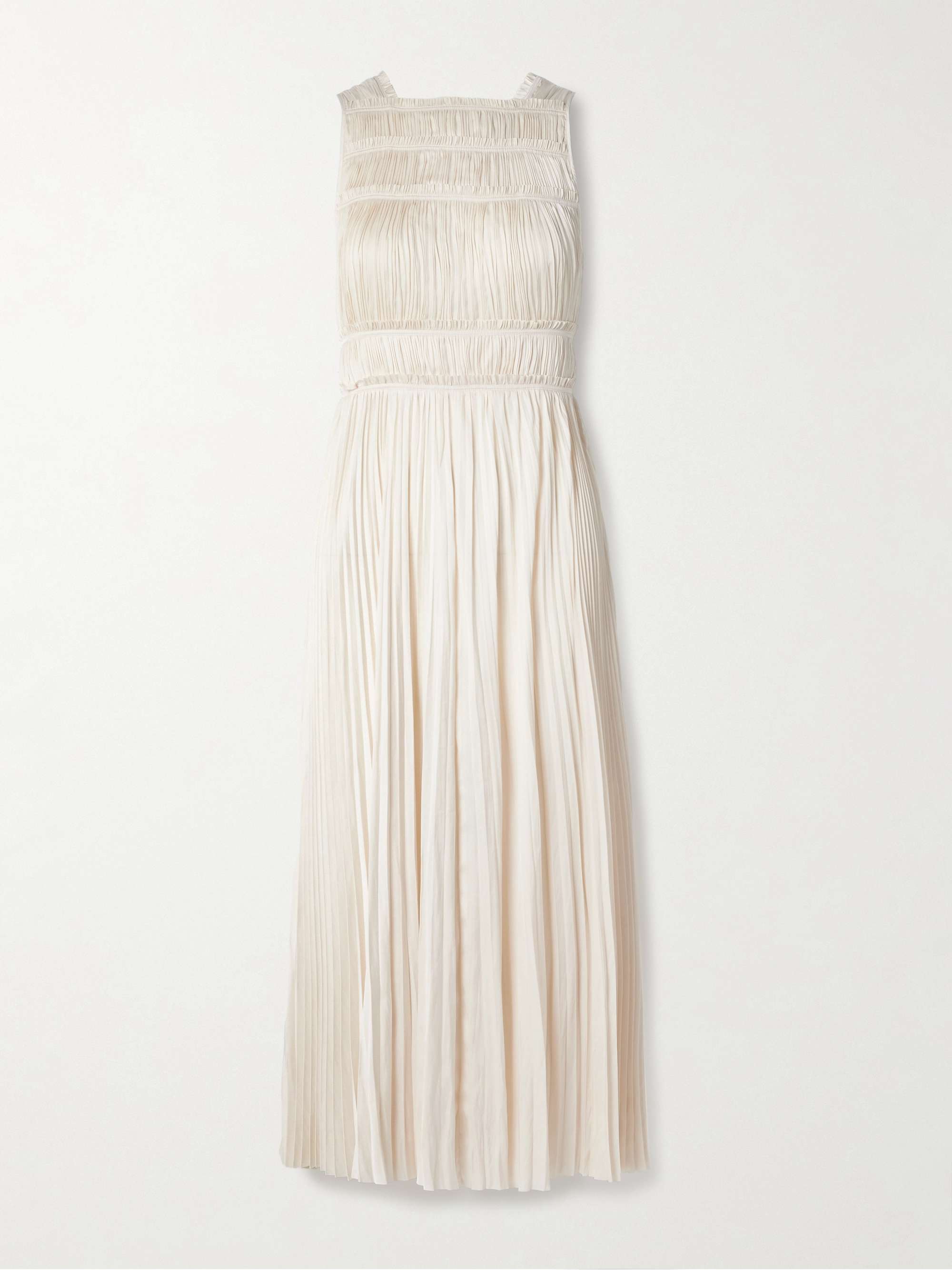 Elle paneled plissé-satin midi dress view
