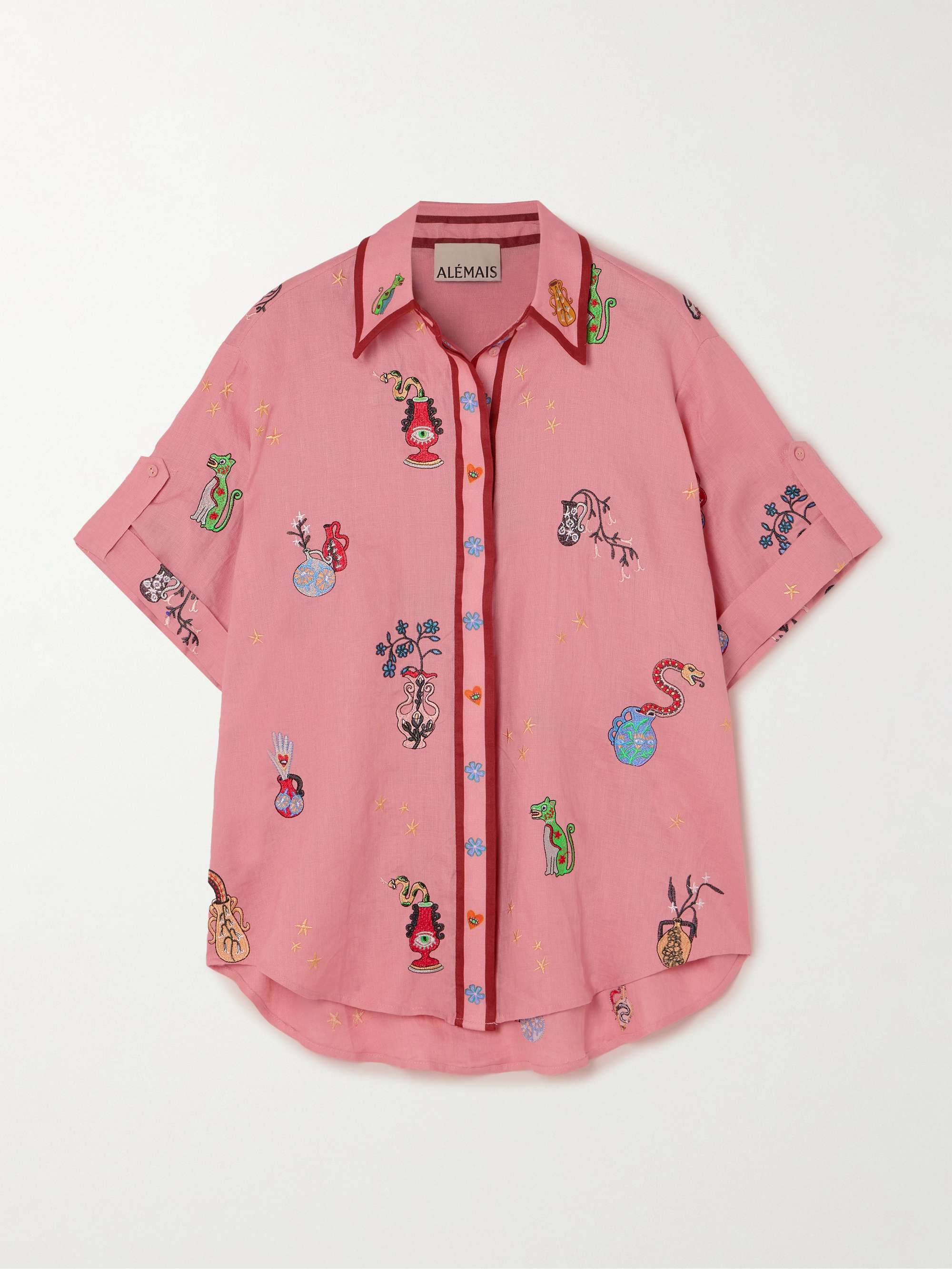 + Nadia Hernandez Timmy oversized embroidered printed linen shirt view