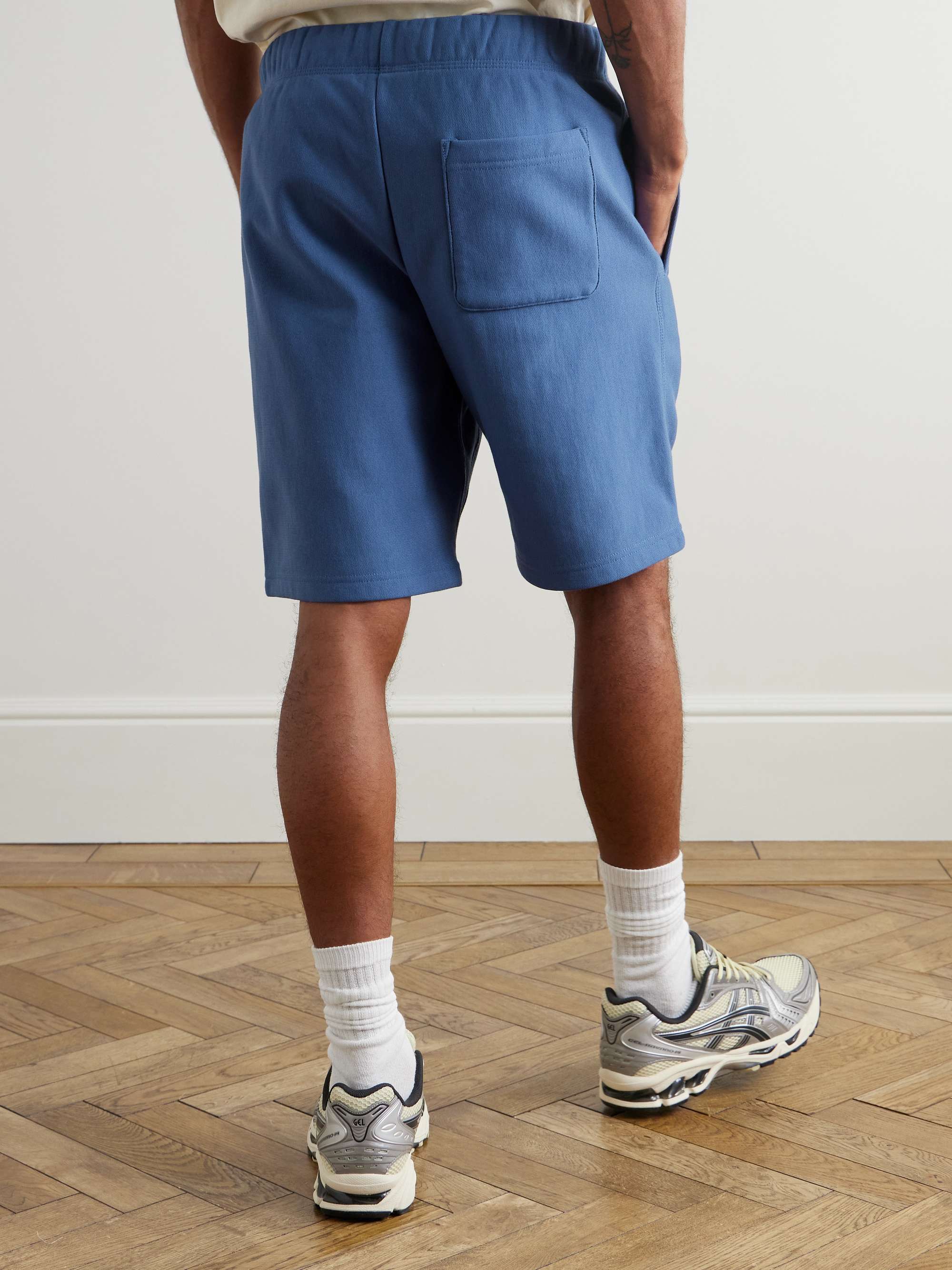 American Script Straight-Leg Cotton-Blend Jersey Drawstring Shorts view