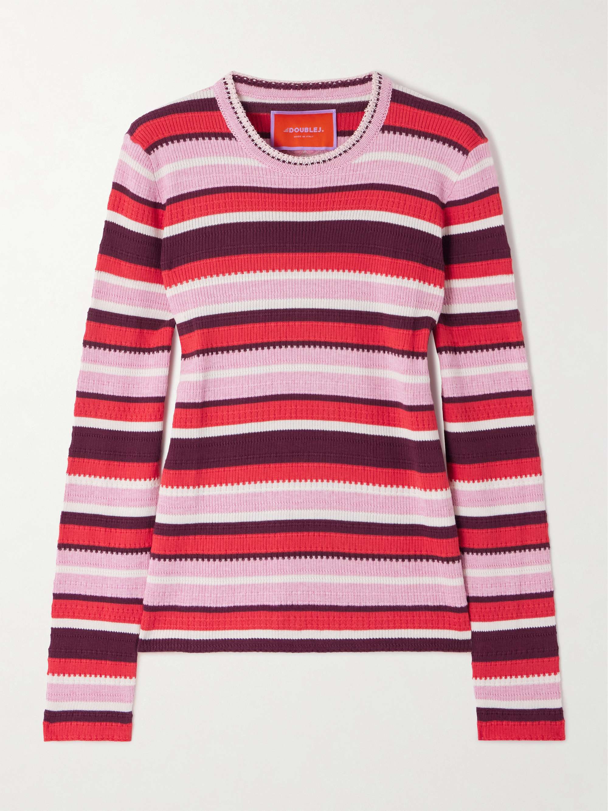 Striped ribbed cotton and cashmere-blend sweater view
