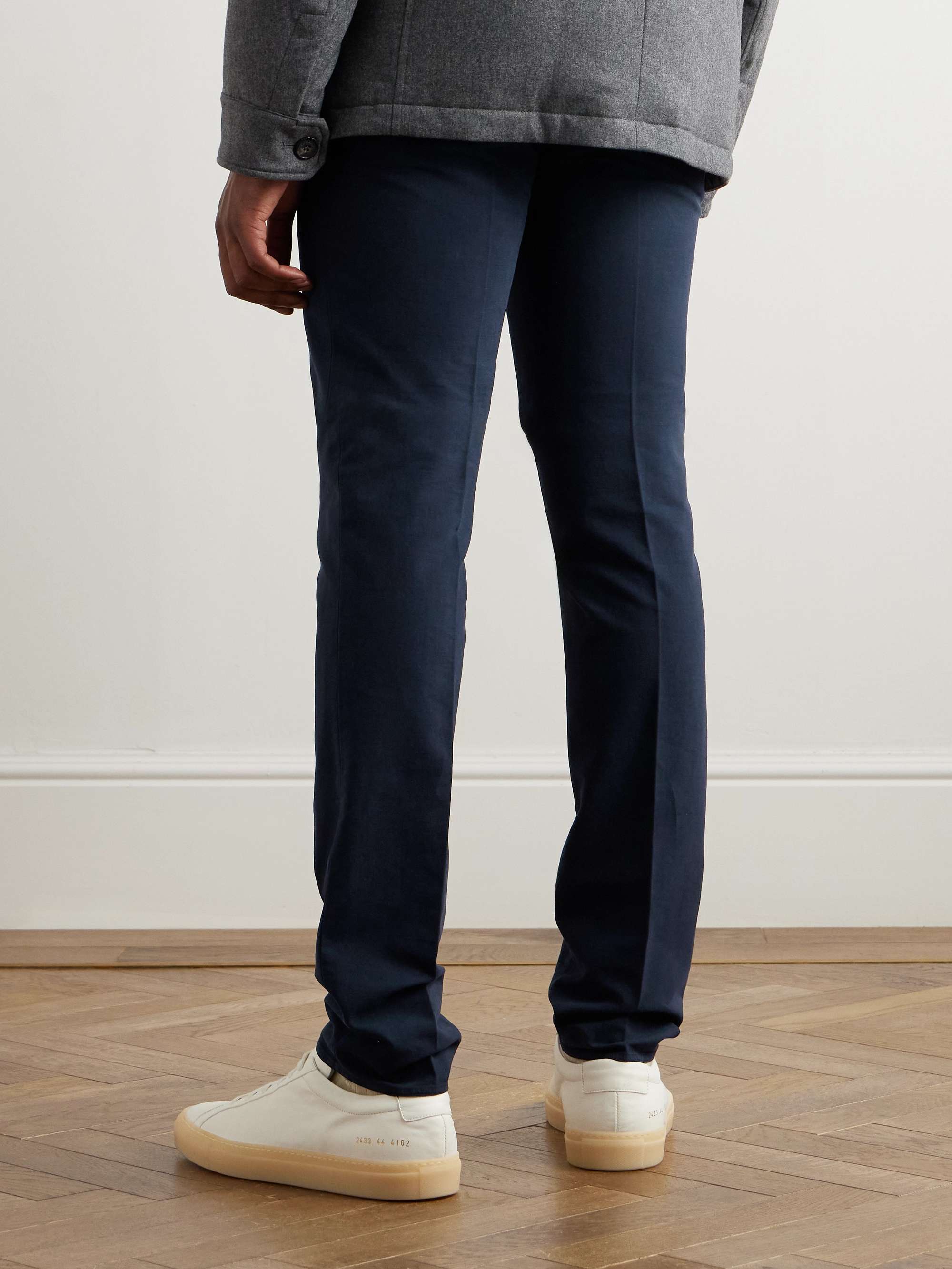 Slim-Fit Straight-Leg Stretch-Cotton Trousers view