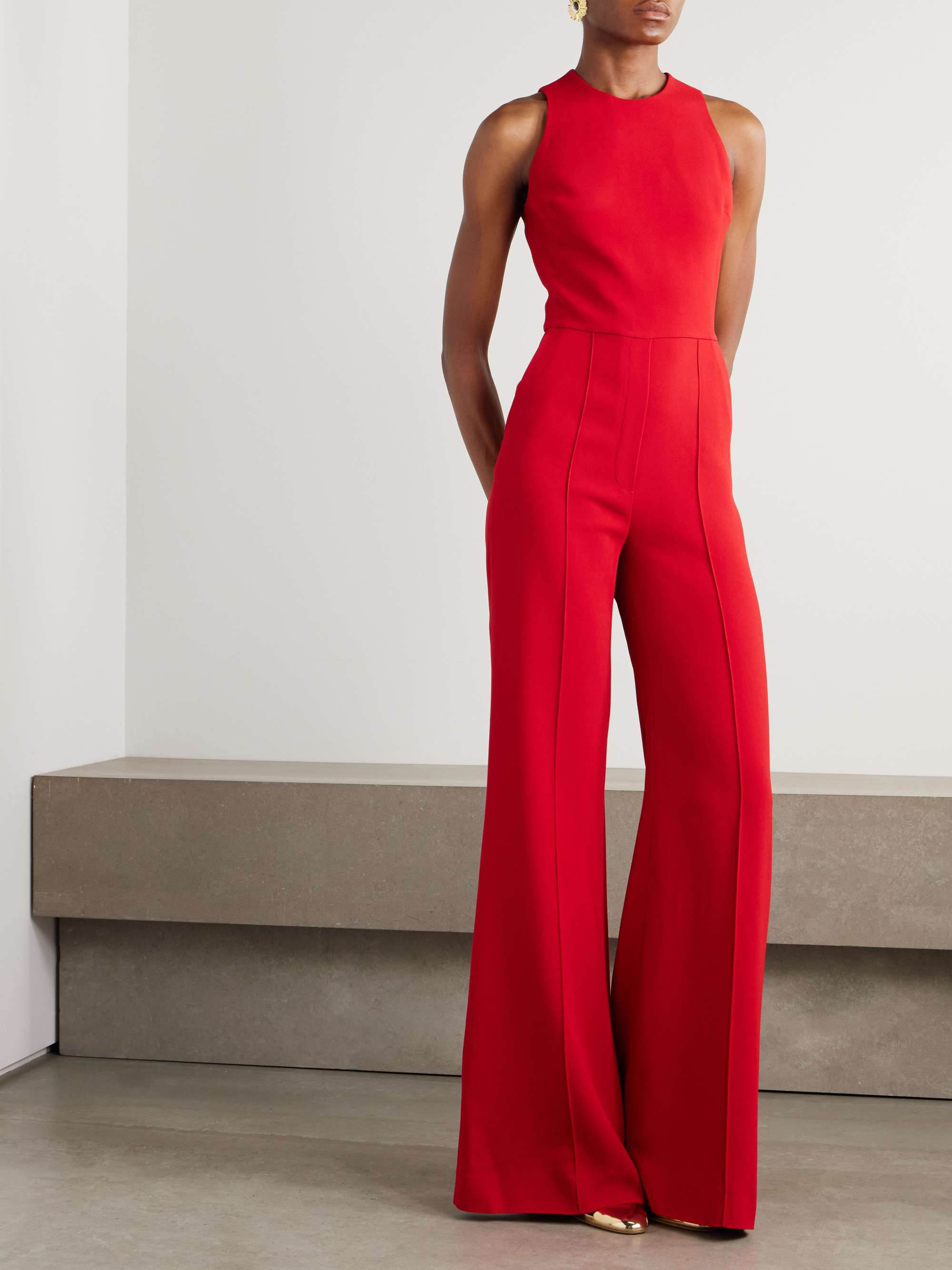Appliquéd cape-effect cady jumpsuit view