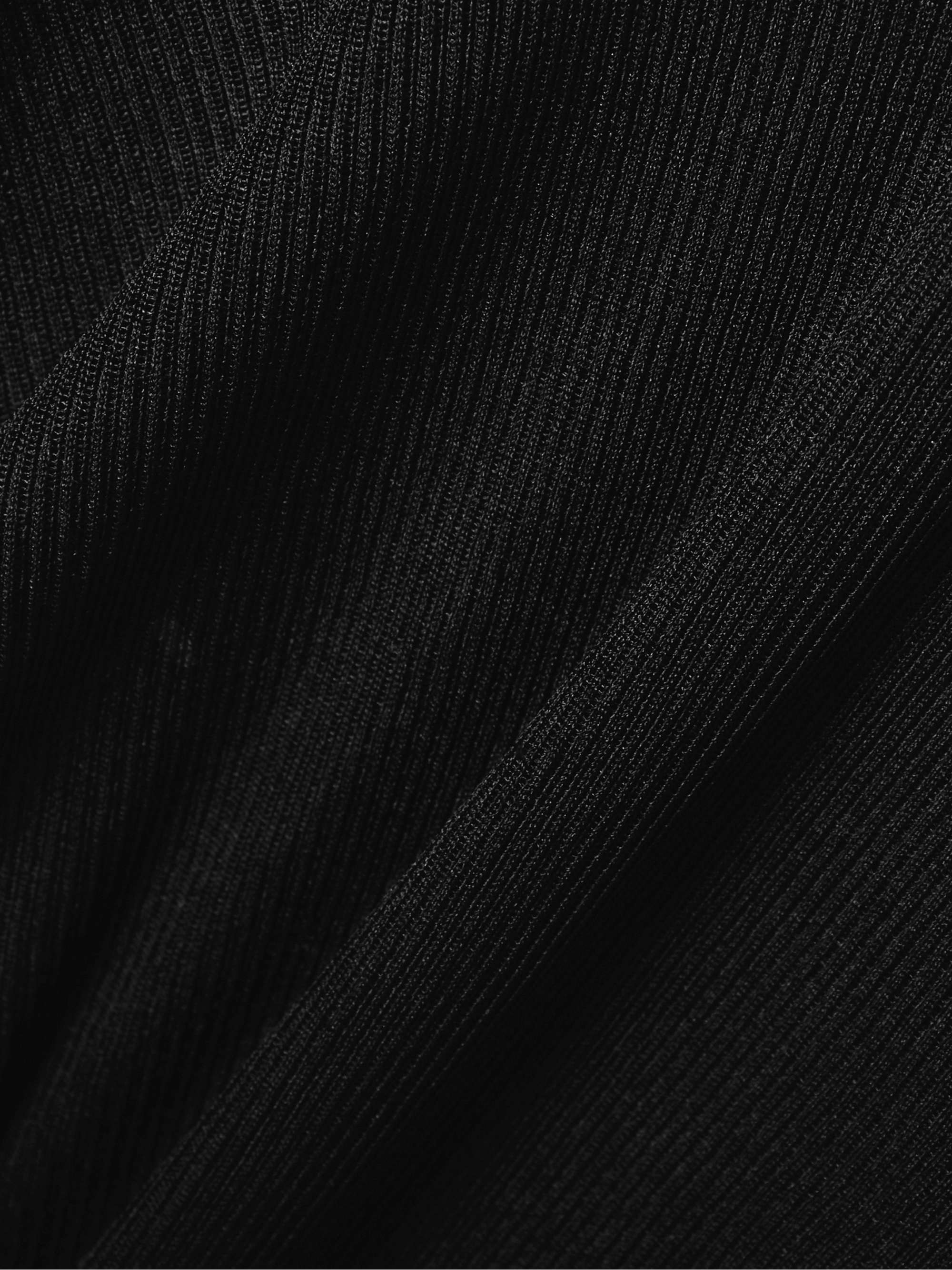 Ribbed silk turtleneck top view