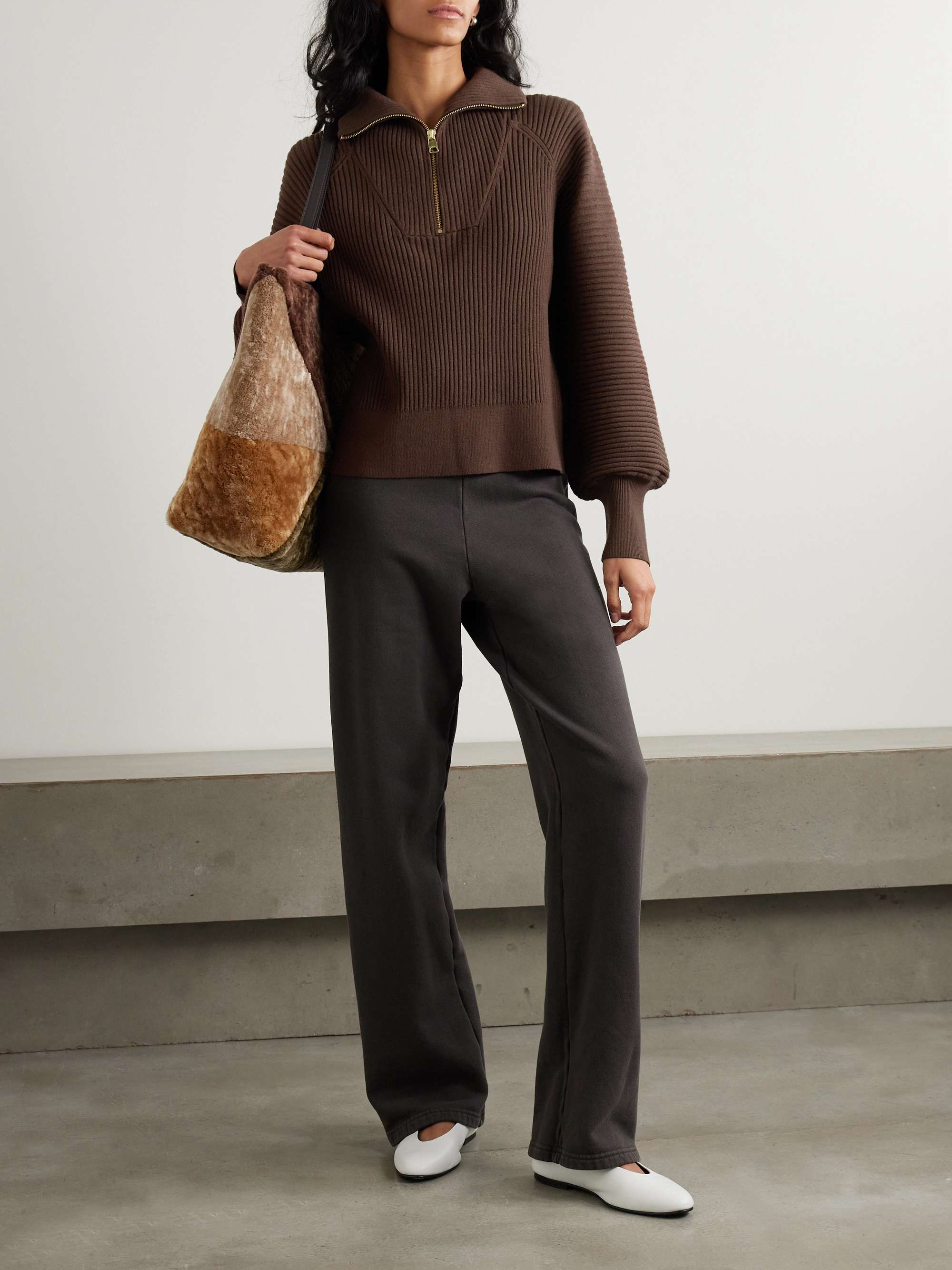 Reid ribbed-knit half-zip sweater view