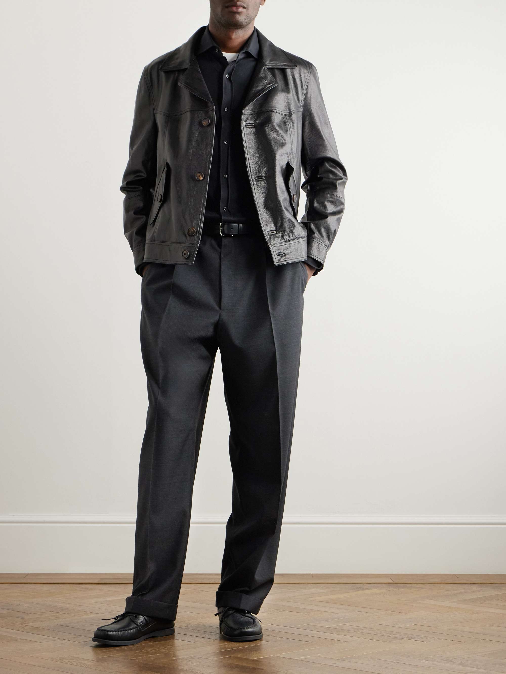 Glossed Full-Grain Leather Jacket view