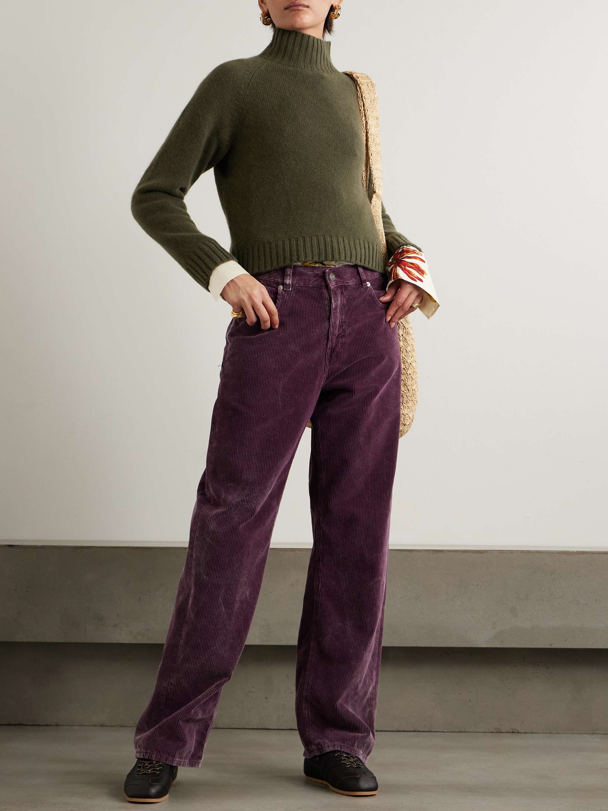 Cropped cashmere turtleneck sweater view
