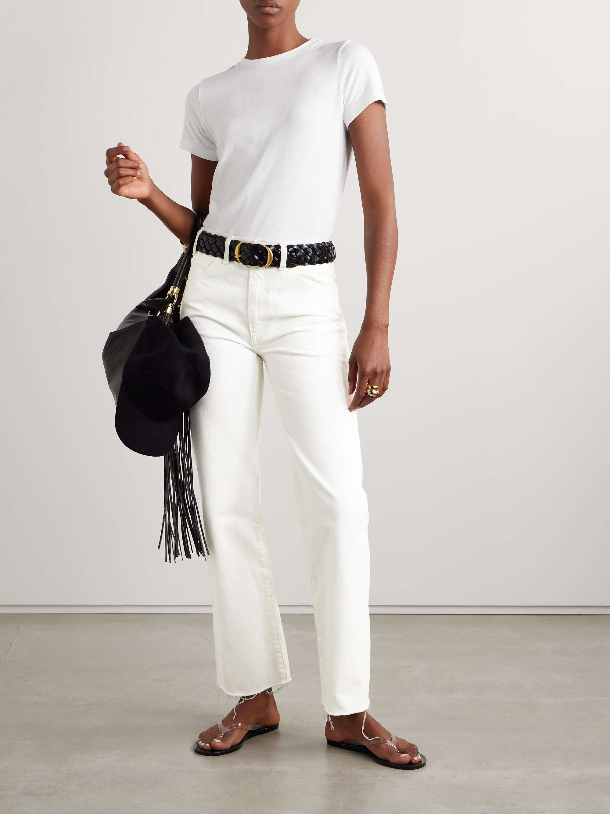 Calla frayed high-rise straight-leg jeans view