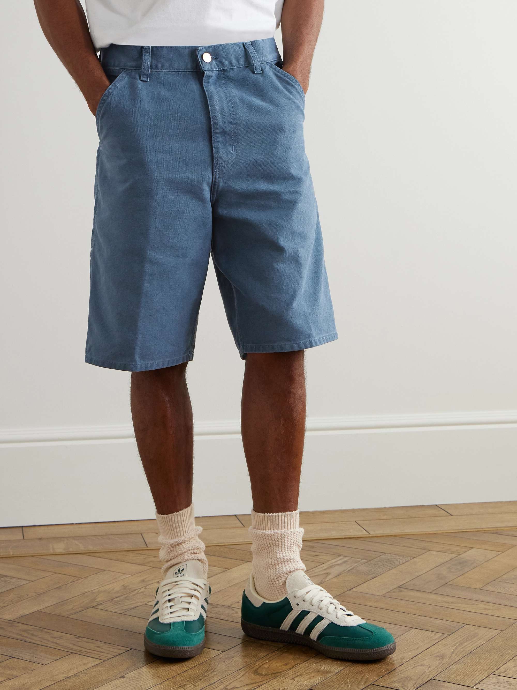 Single Knee Straight-Leg Organic Cotton-Canvas Shorts view