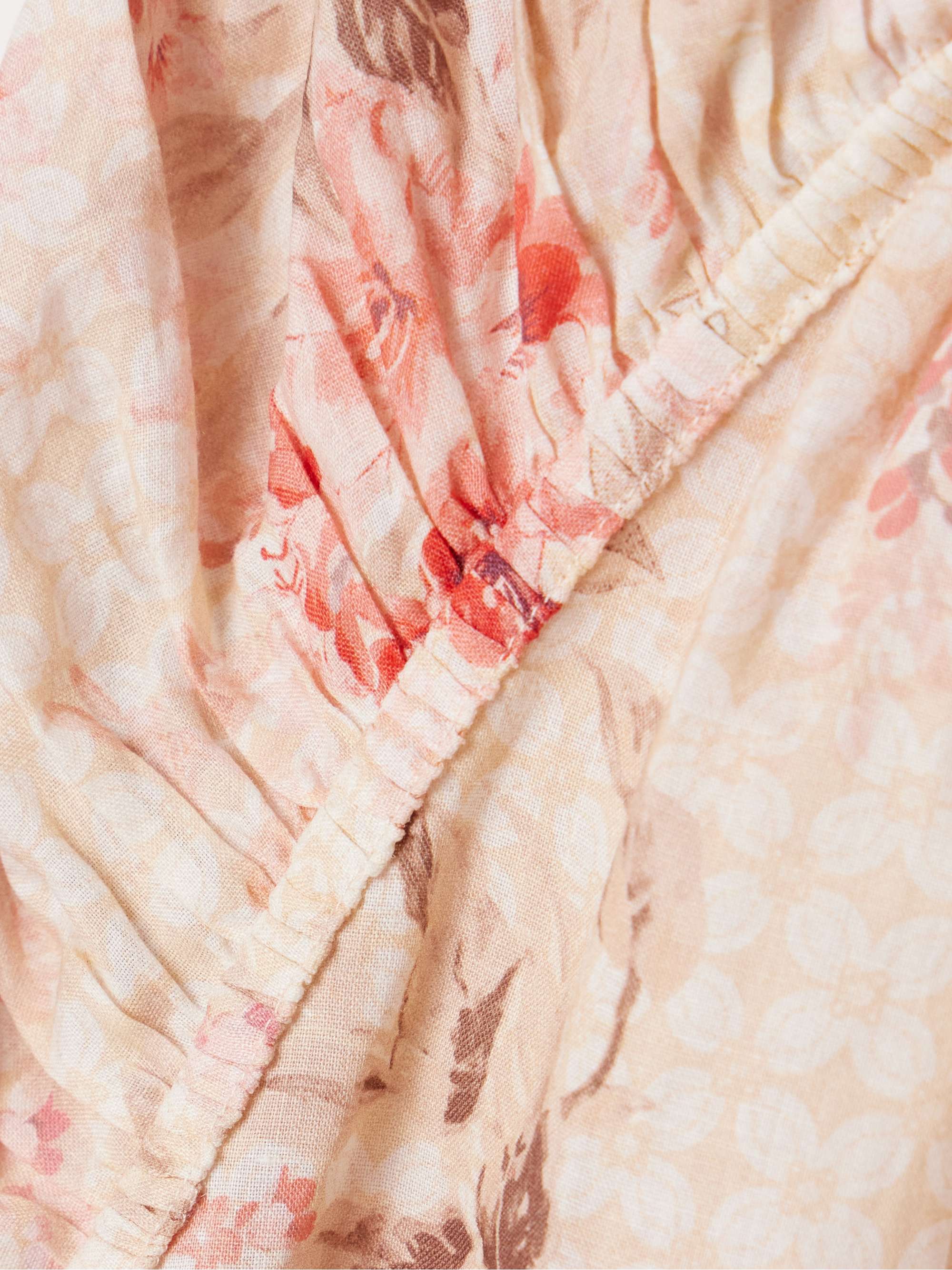 Illuminate gathered printed ramie blouse view