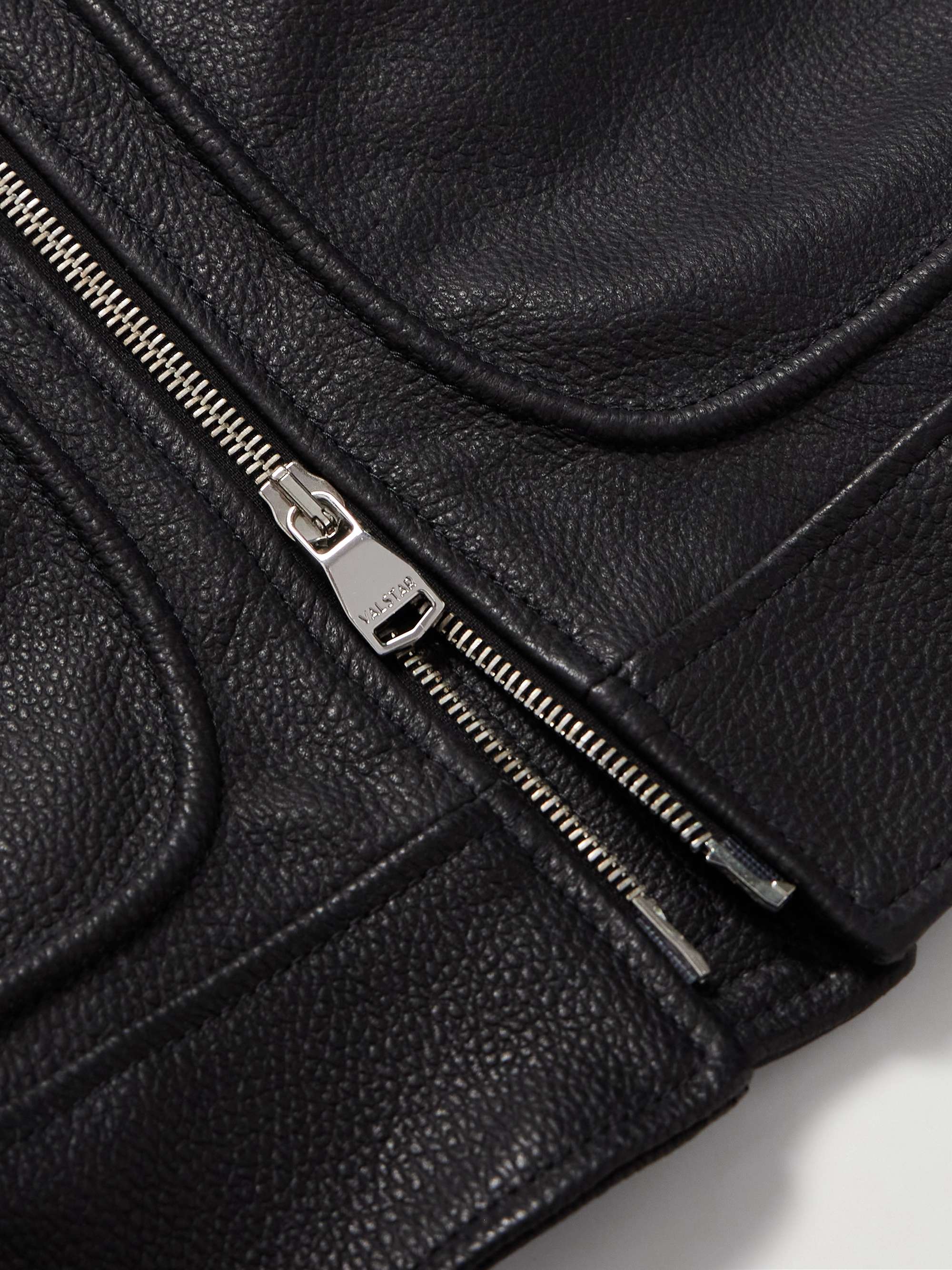 Padded Full-Grain Leather Biker Jacket view