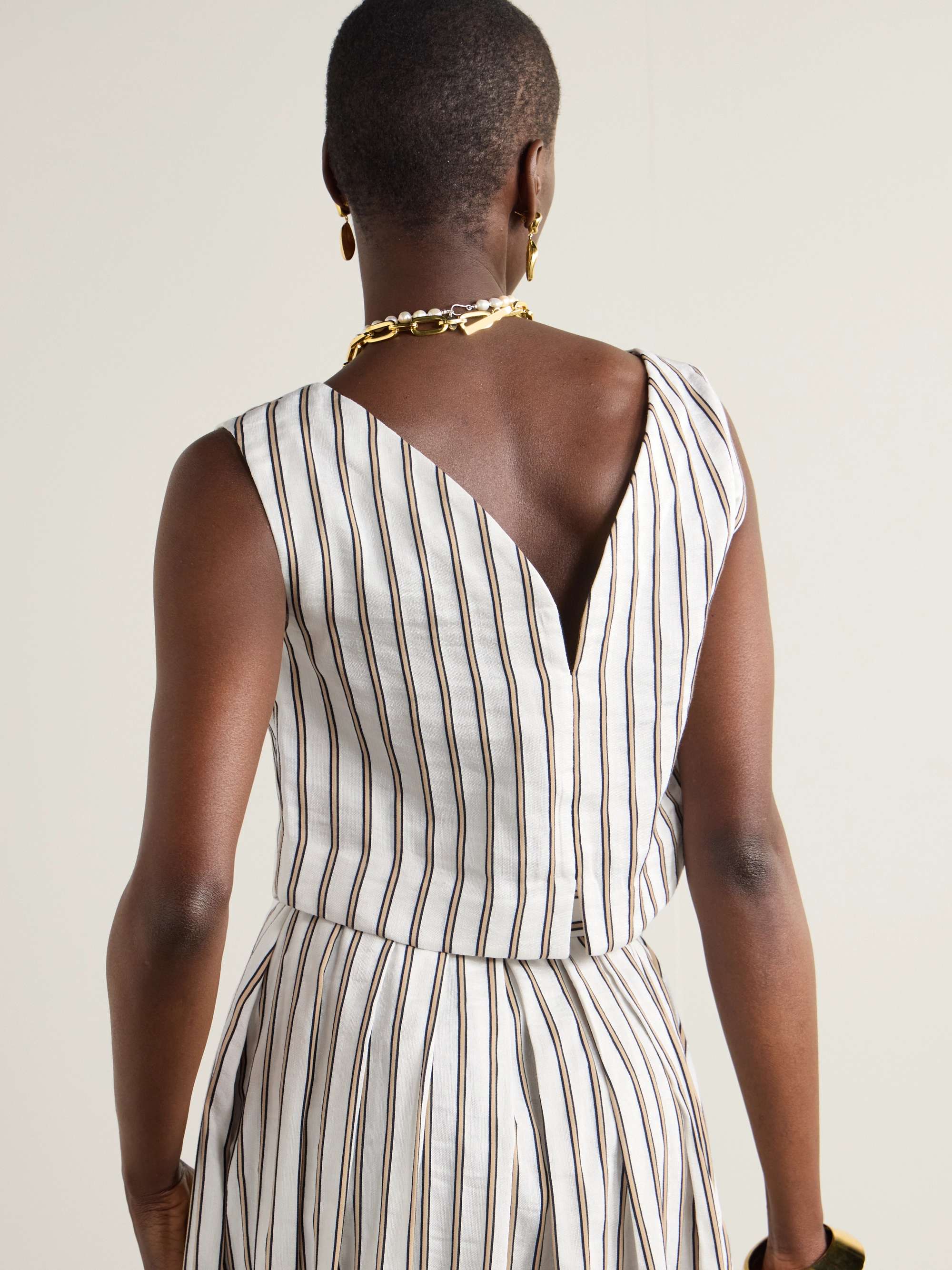 Richard cropped striped woven top view