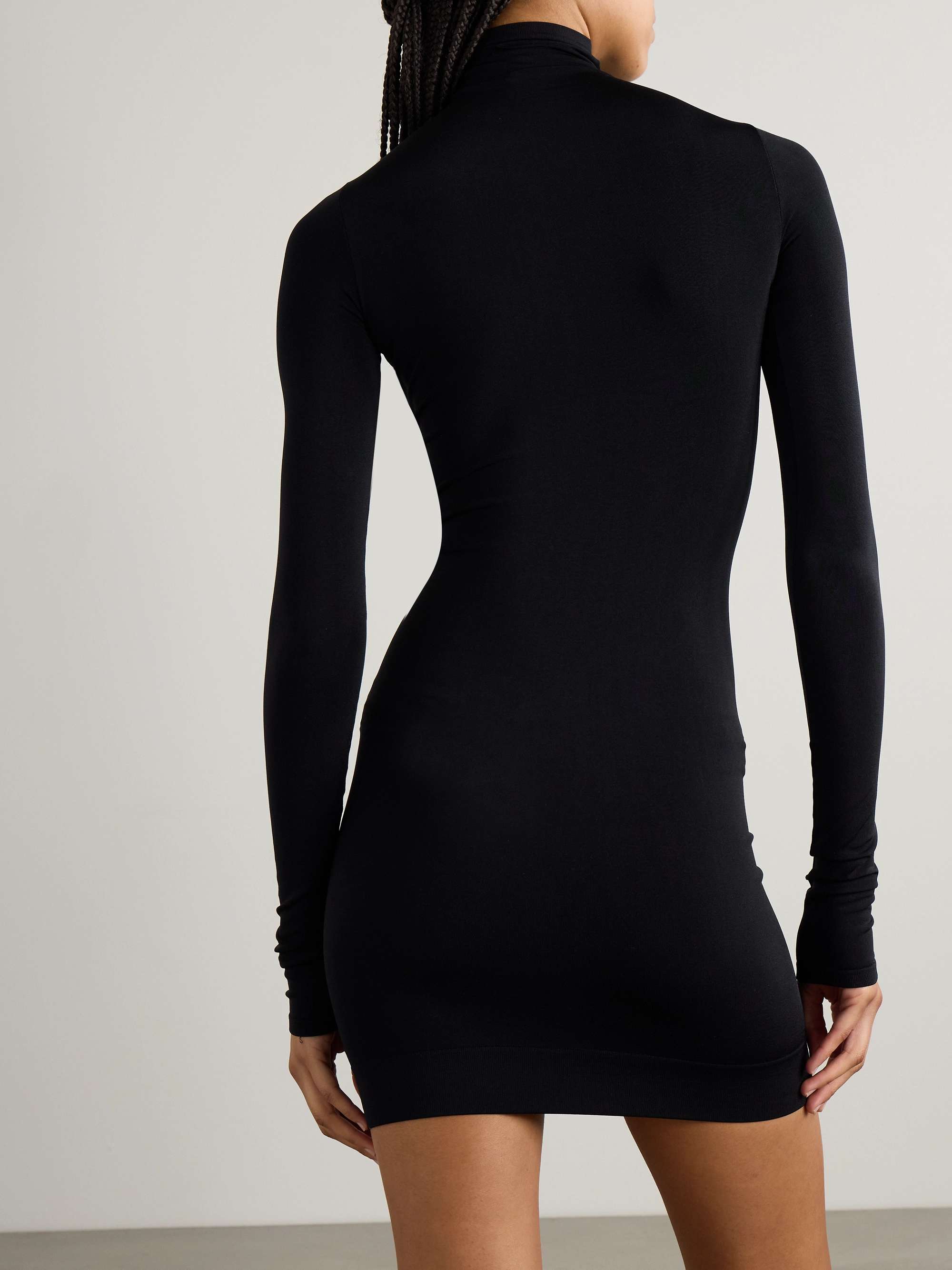 Stretch-jersey turtleneck mini dress view