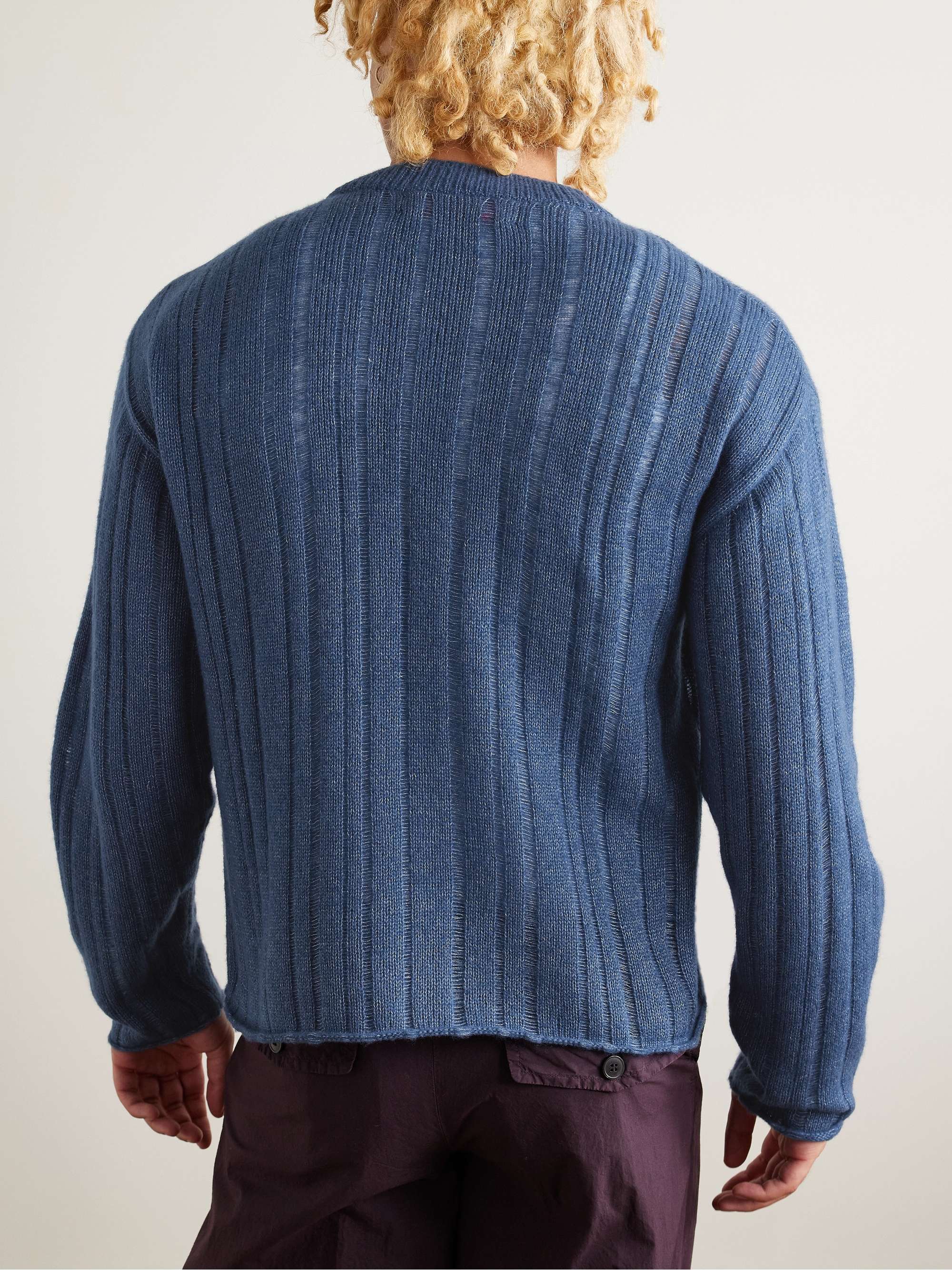 Racing Ribbed Cashmere and Cotton-Blend Sweater view