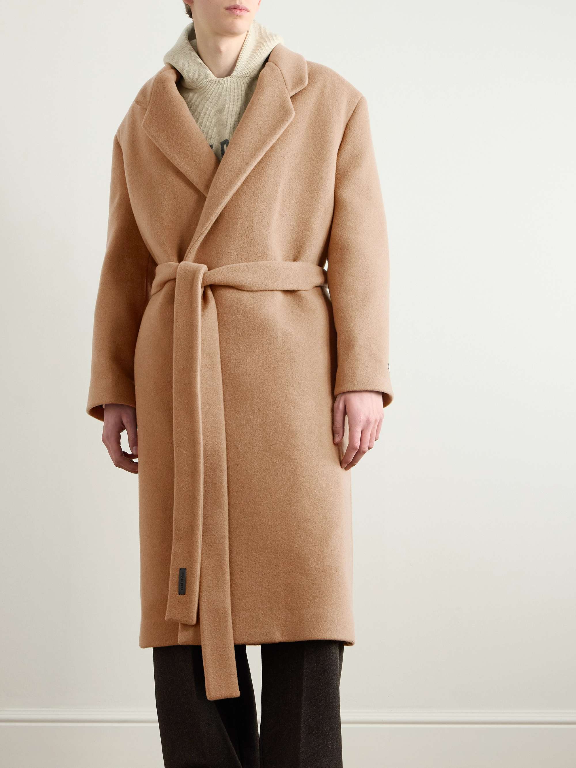 Oversized Double-Breasted Belted Melton Wool Overcoat view