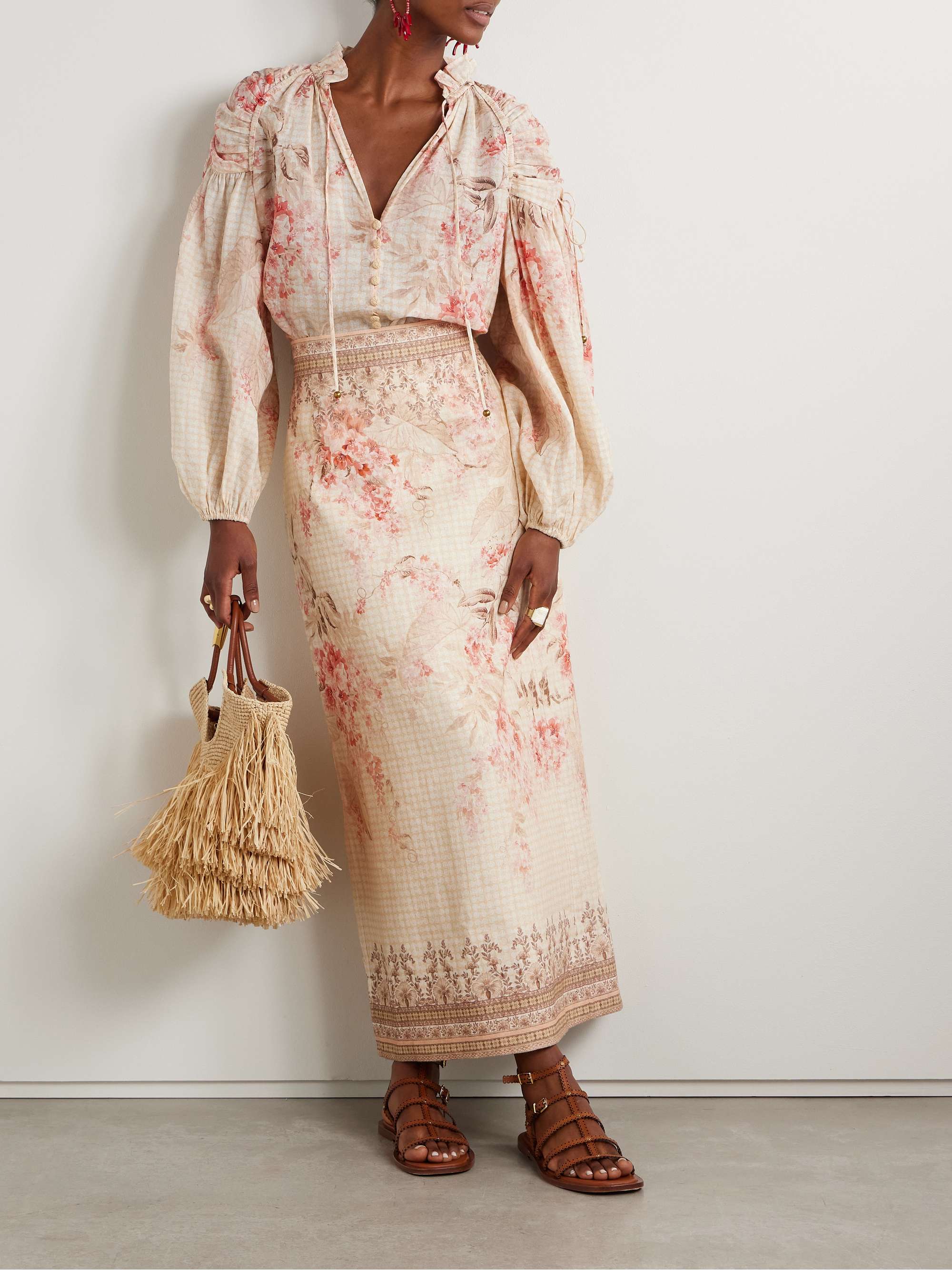 Illuminate printed linen maxi skirt view