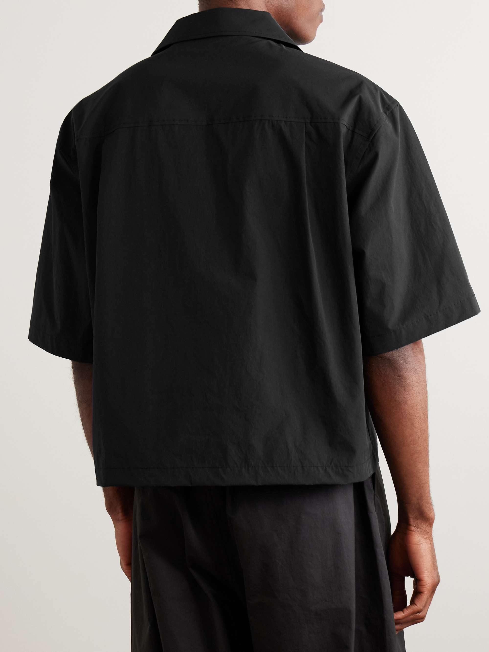 Cropped Convertible-Collar Poplin Shirt view