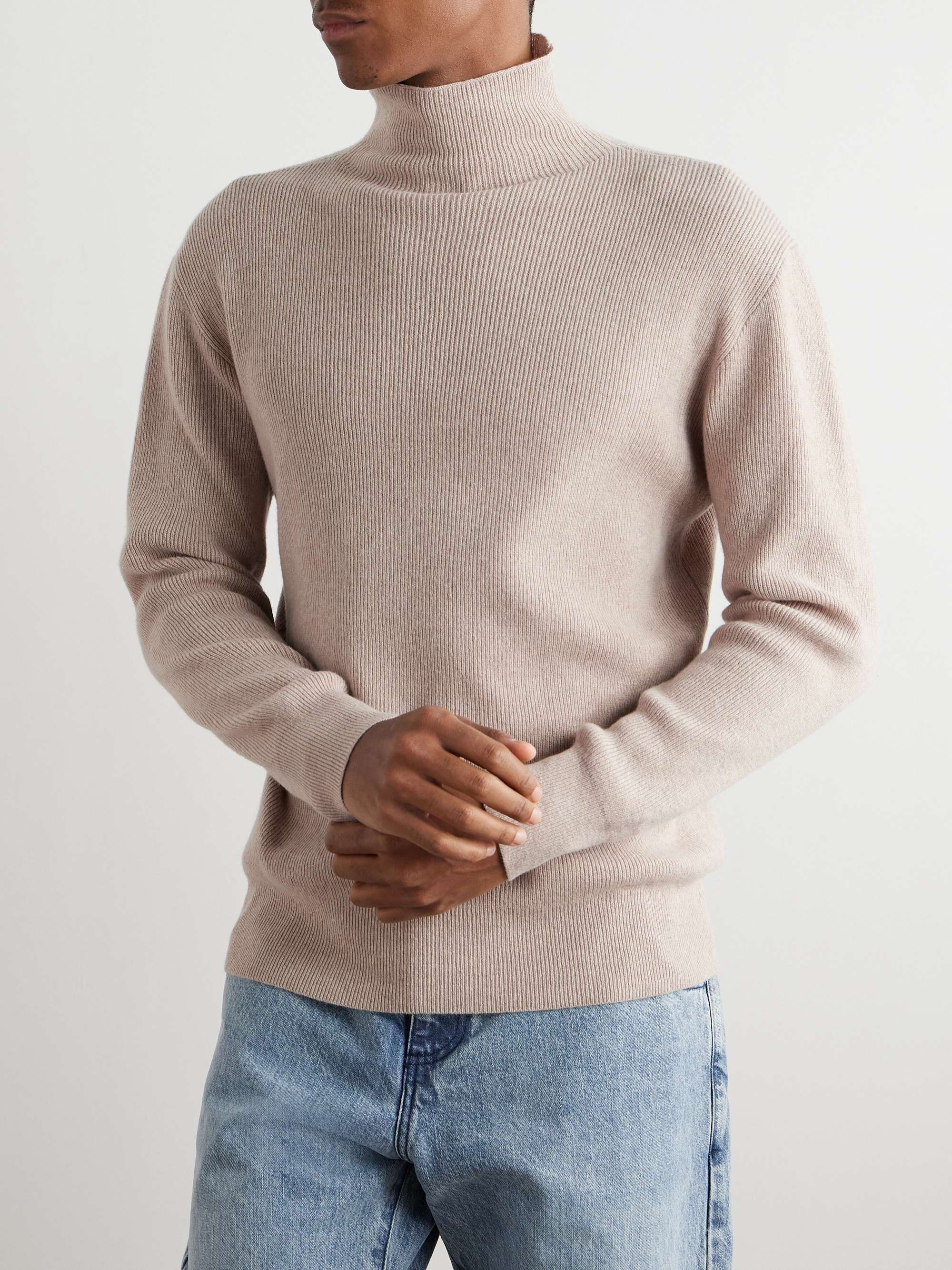 Ribbed Merino Wool and Cashmere-Blend Rollneck Sweater view