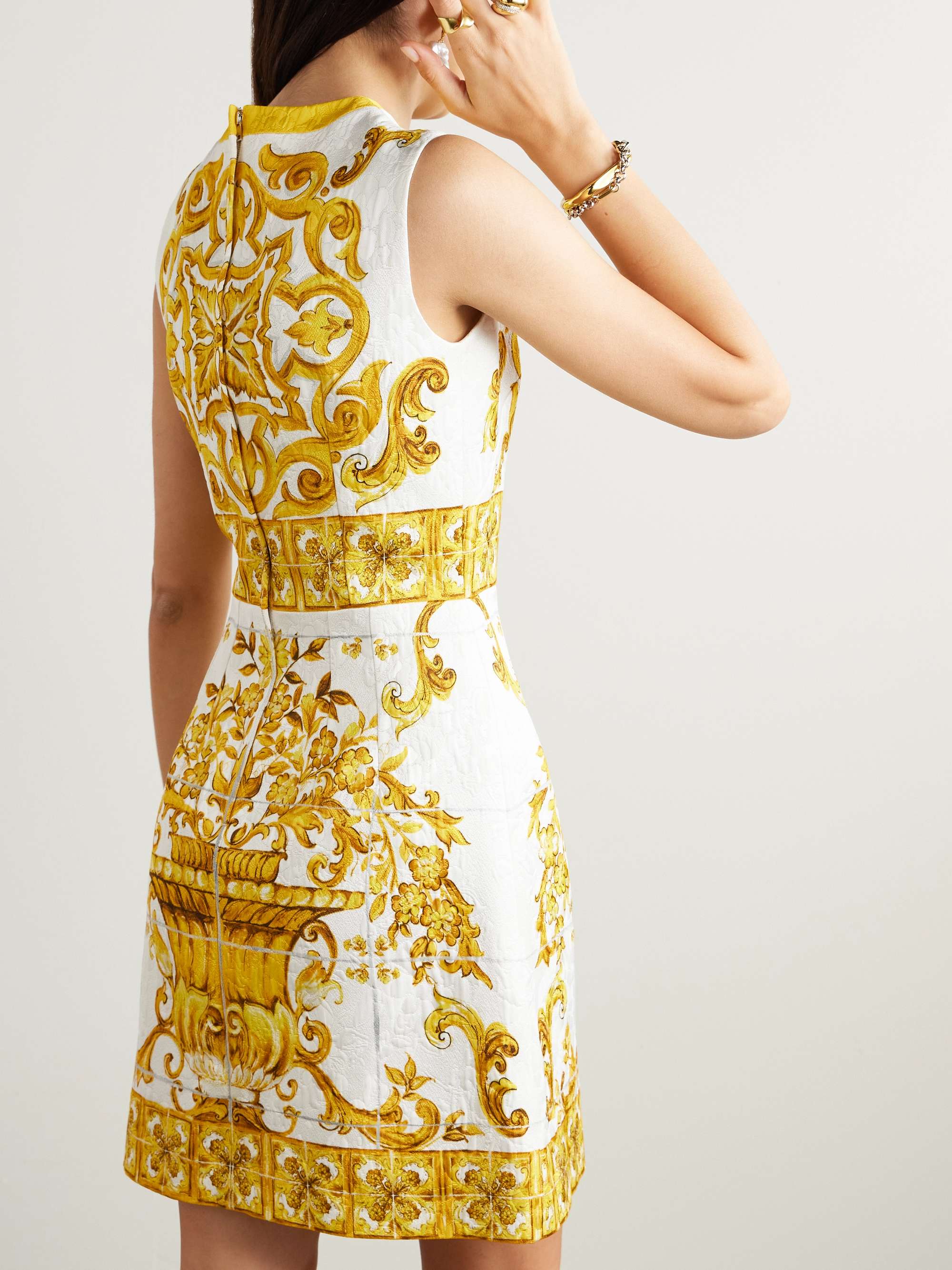 Maiolica printed cotton-blend jacquard mini dress view
