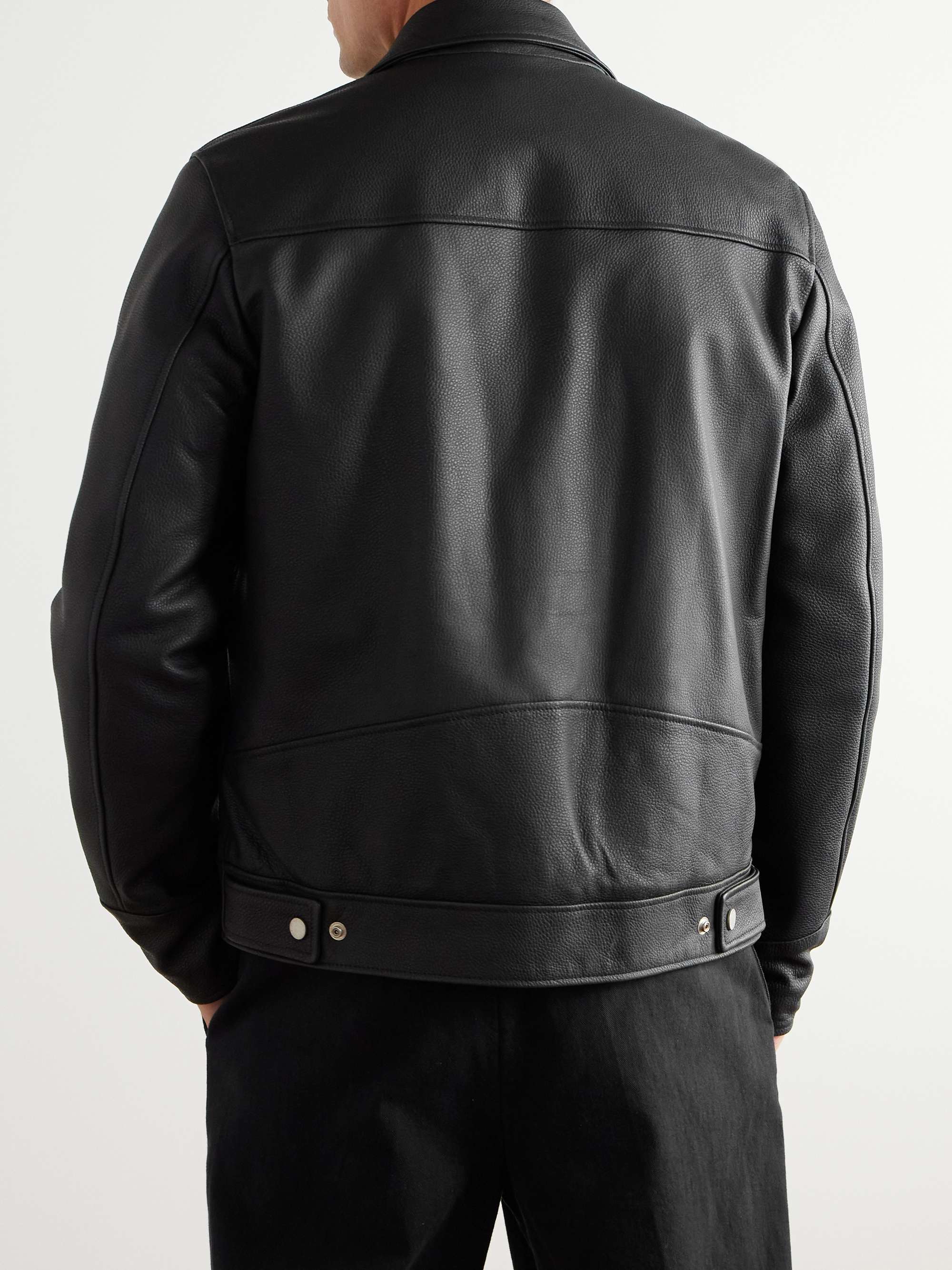 Padded Full-Grain Leather Biker Jacket view