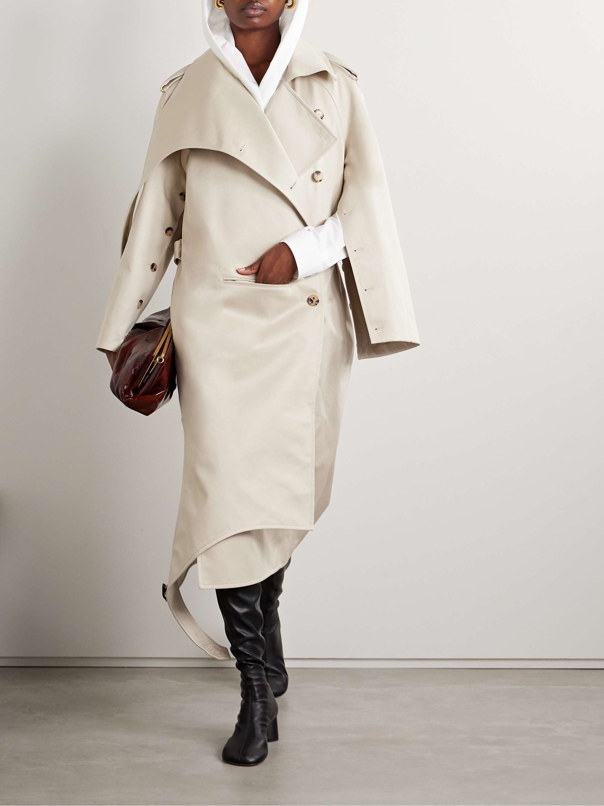 Asymmetric cotton-gabardine trench coat view