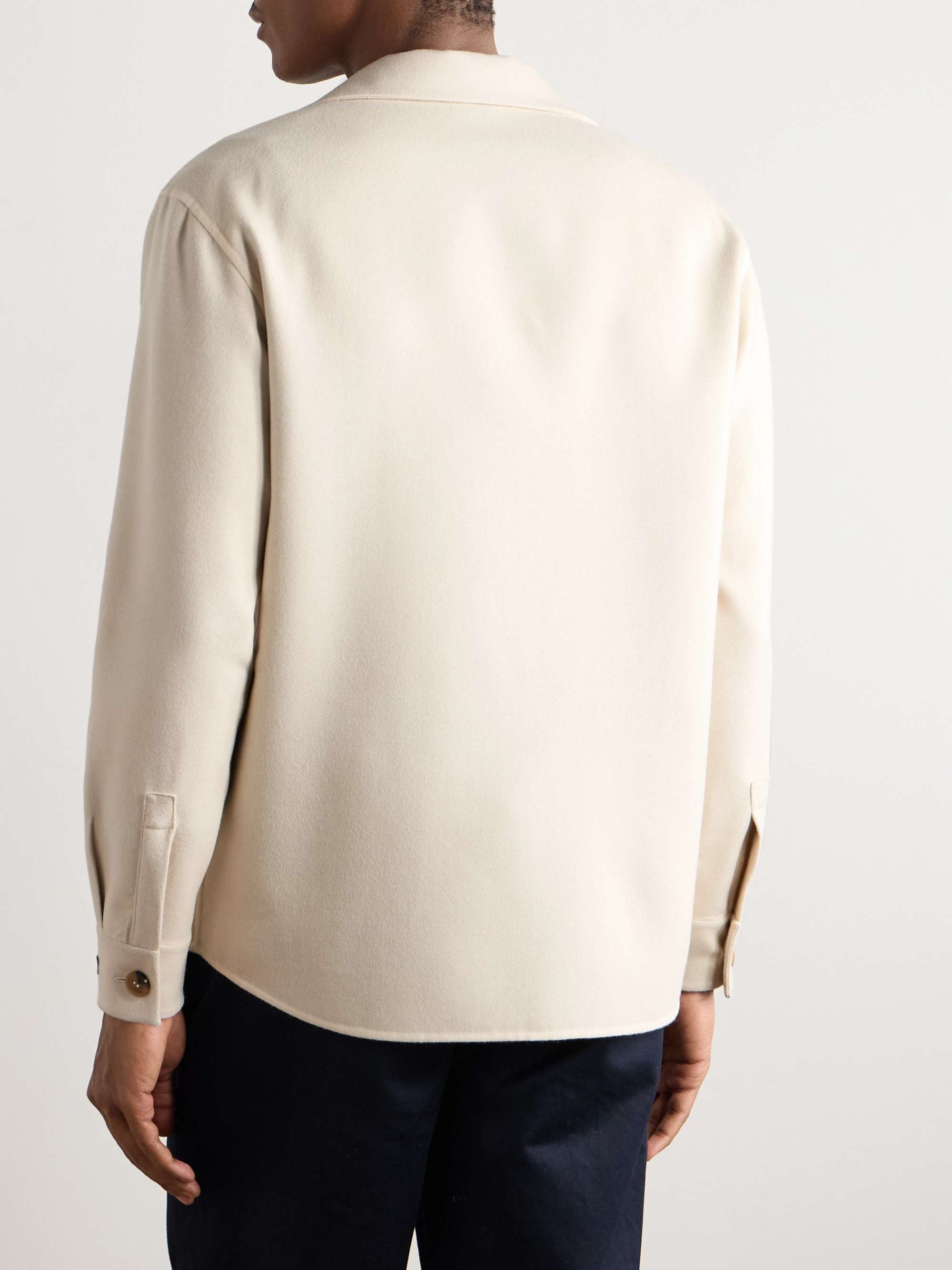 Camp-Collar Brushed Wool-Blend Twill Overshirt view