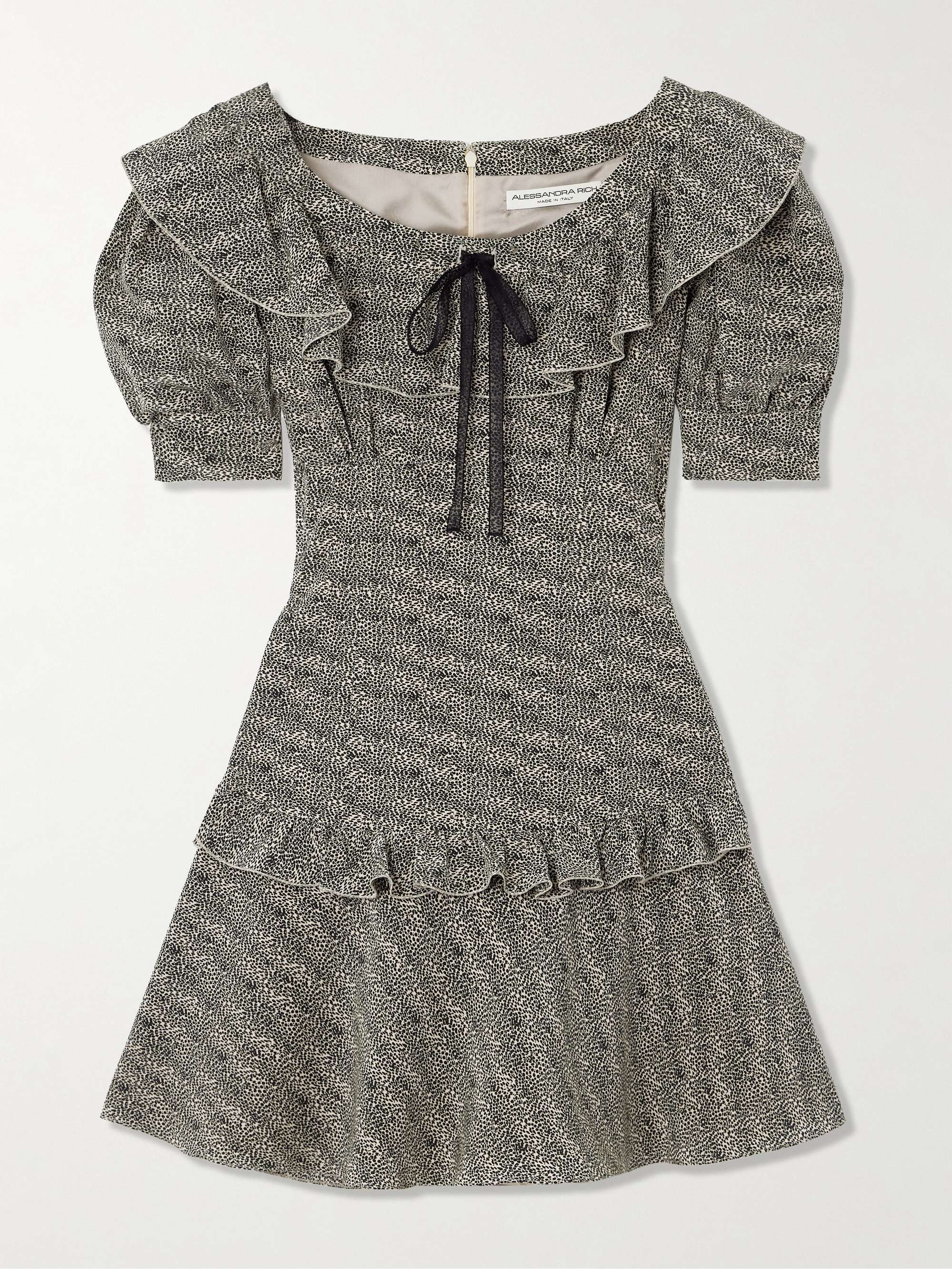 Tiered leopard-print silk mini dress view